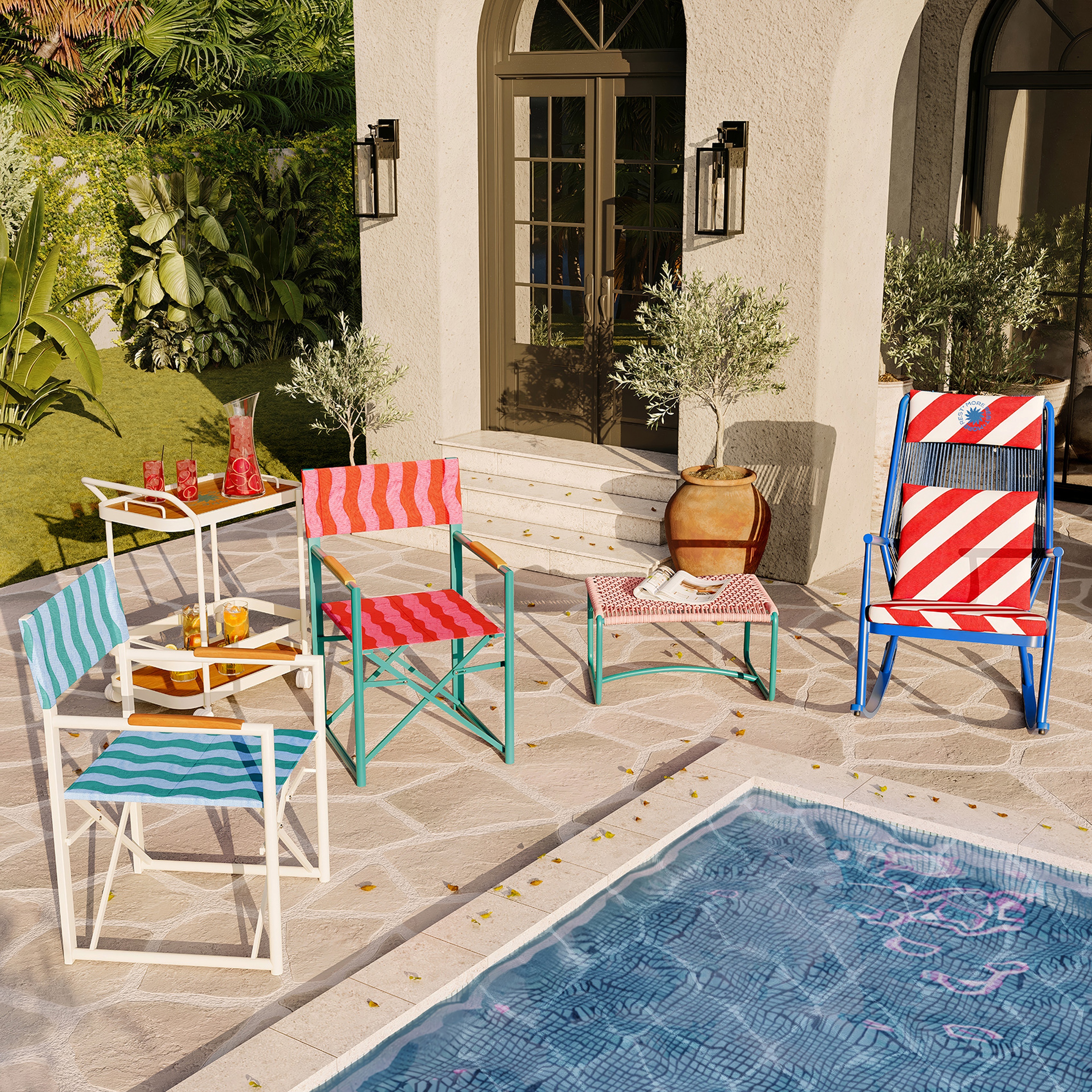 Como Alumınyum / Outdoor Fabrıc Polyester Sandalye 63x112x94 Cm Kırmızı