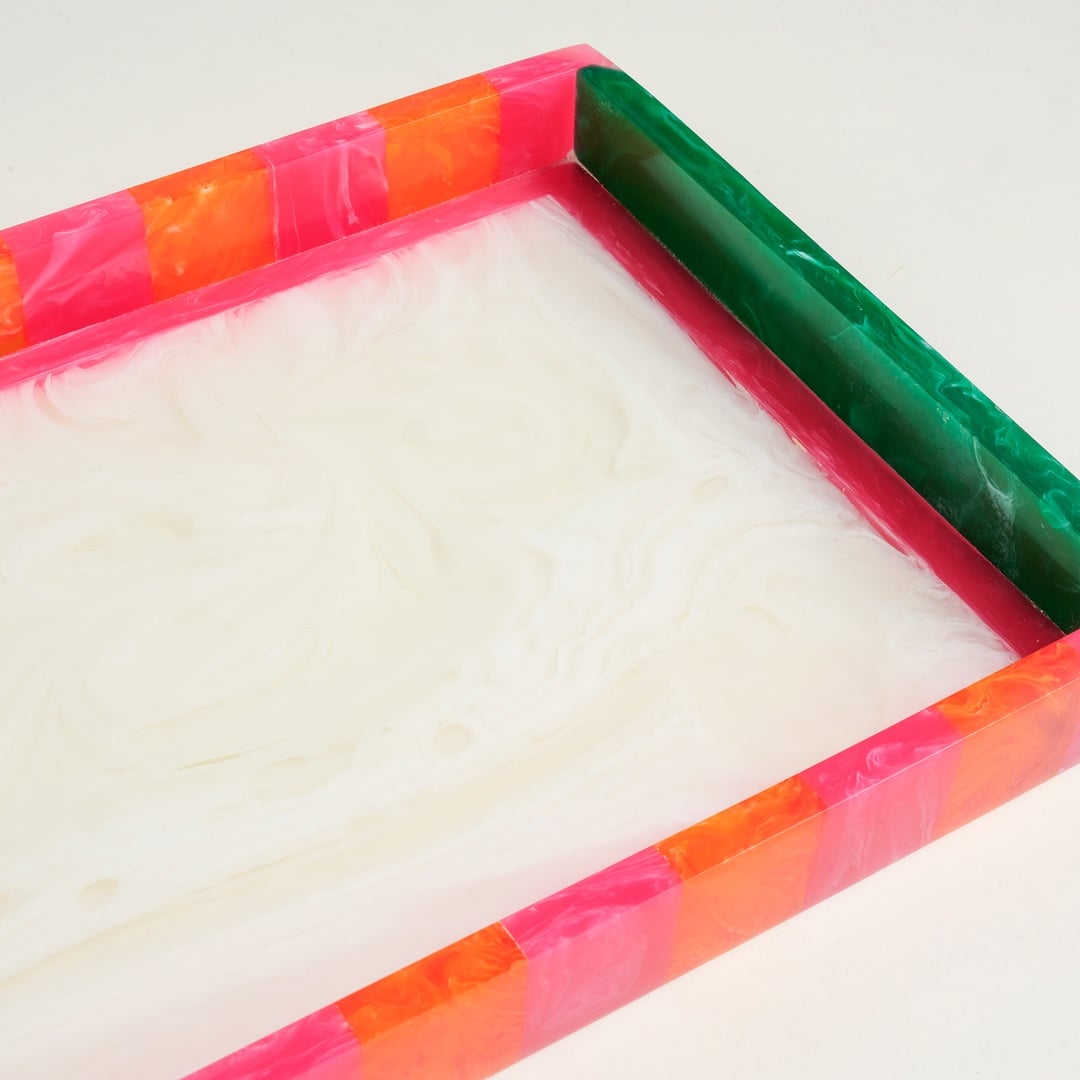 Tanda Reçine Tepsi 35x20x3 Cm Beyaz - Yeşil