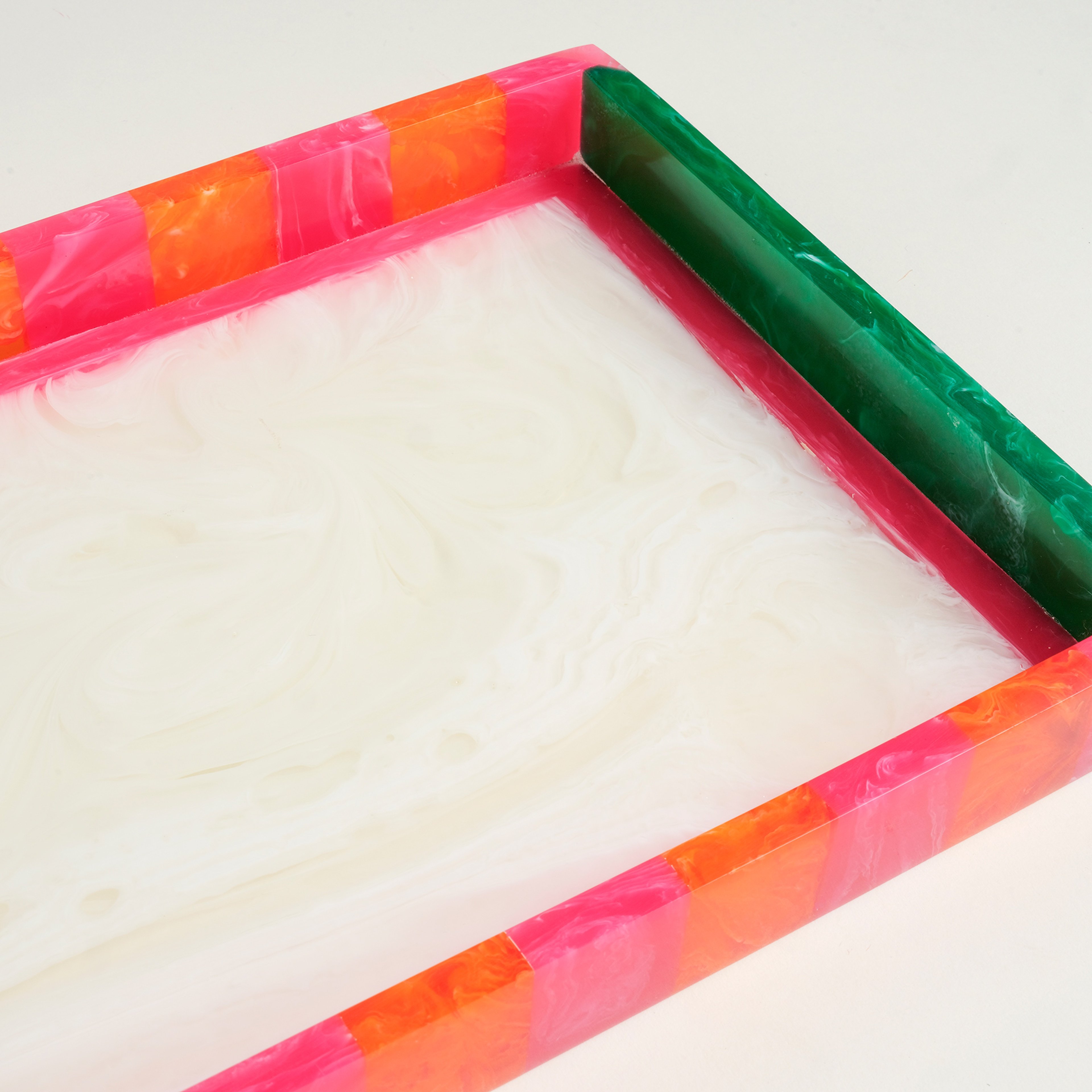 Tanda Reçine Tepsi 35x20x3 Cm Beyaz - Yeşil