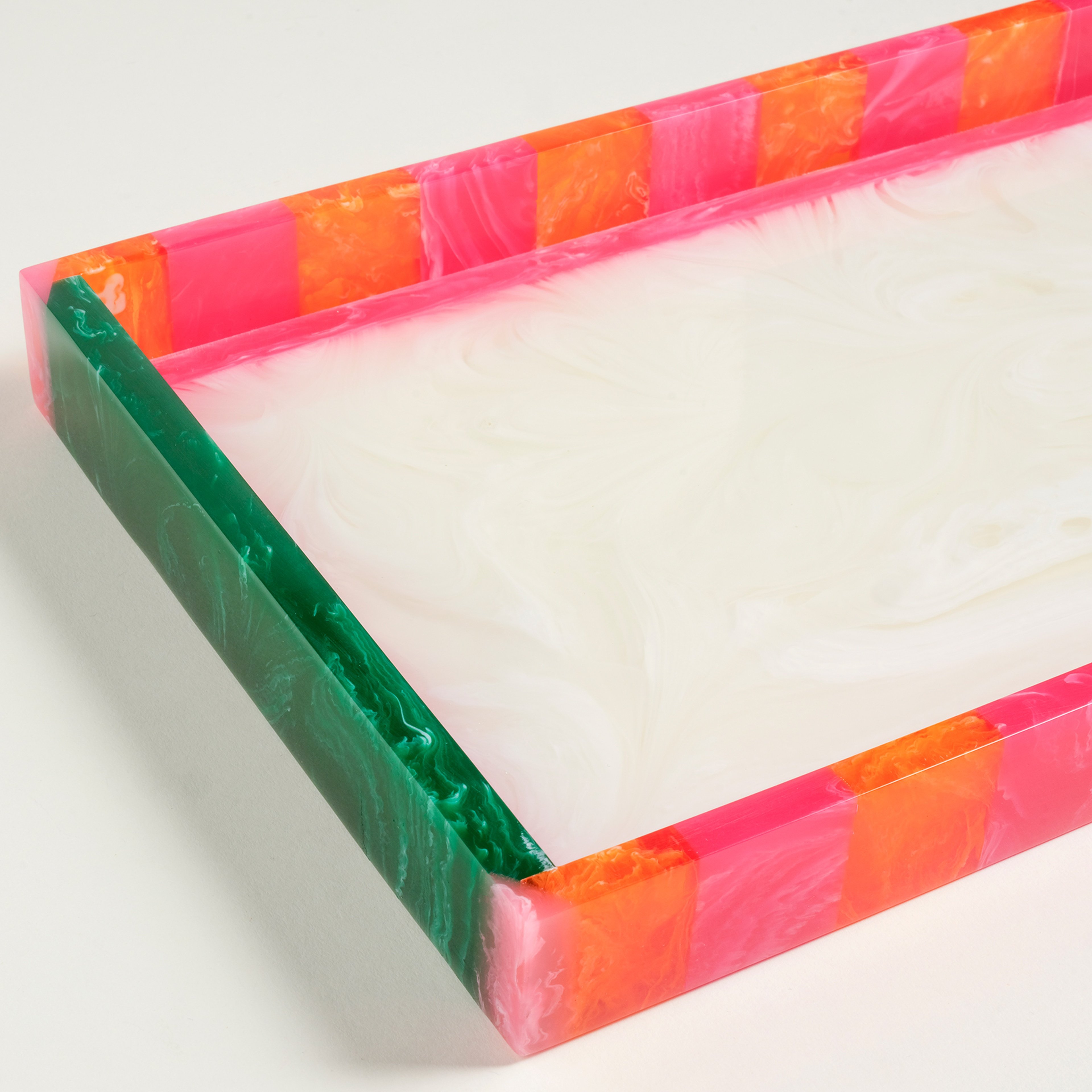 Tanda Reçine Tepsi 35x20x3 Cm Beyaz - Yeşil