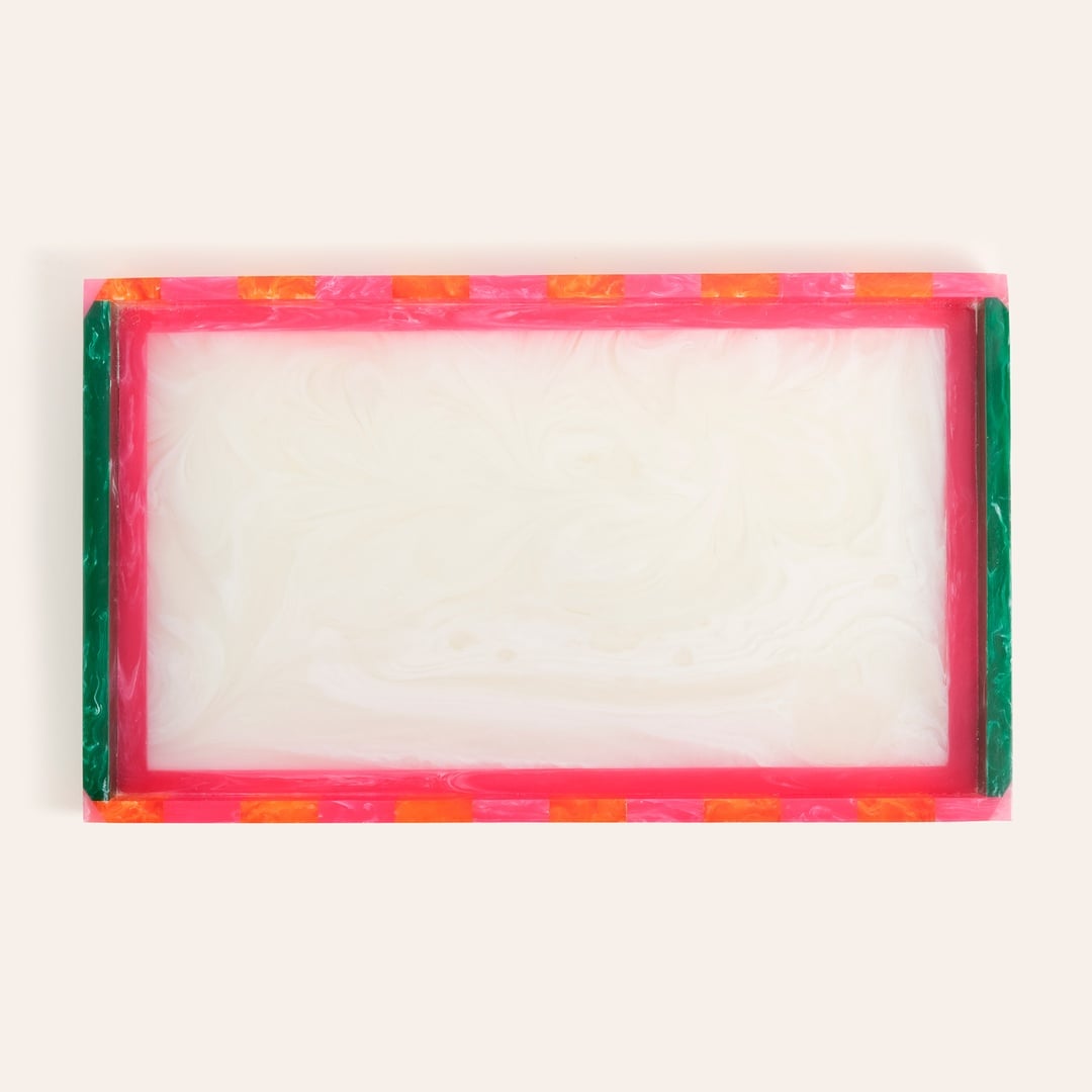 Tanda Reçine Tepsi 35x20x3 Cm Beyaz - Yeşil