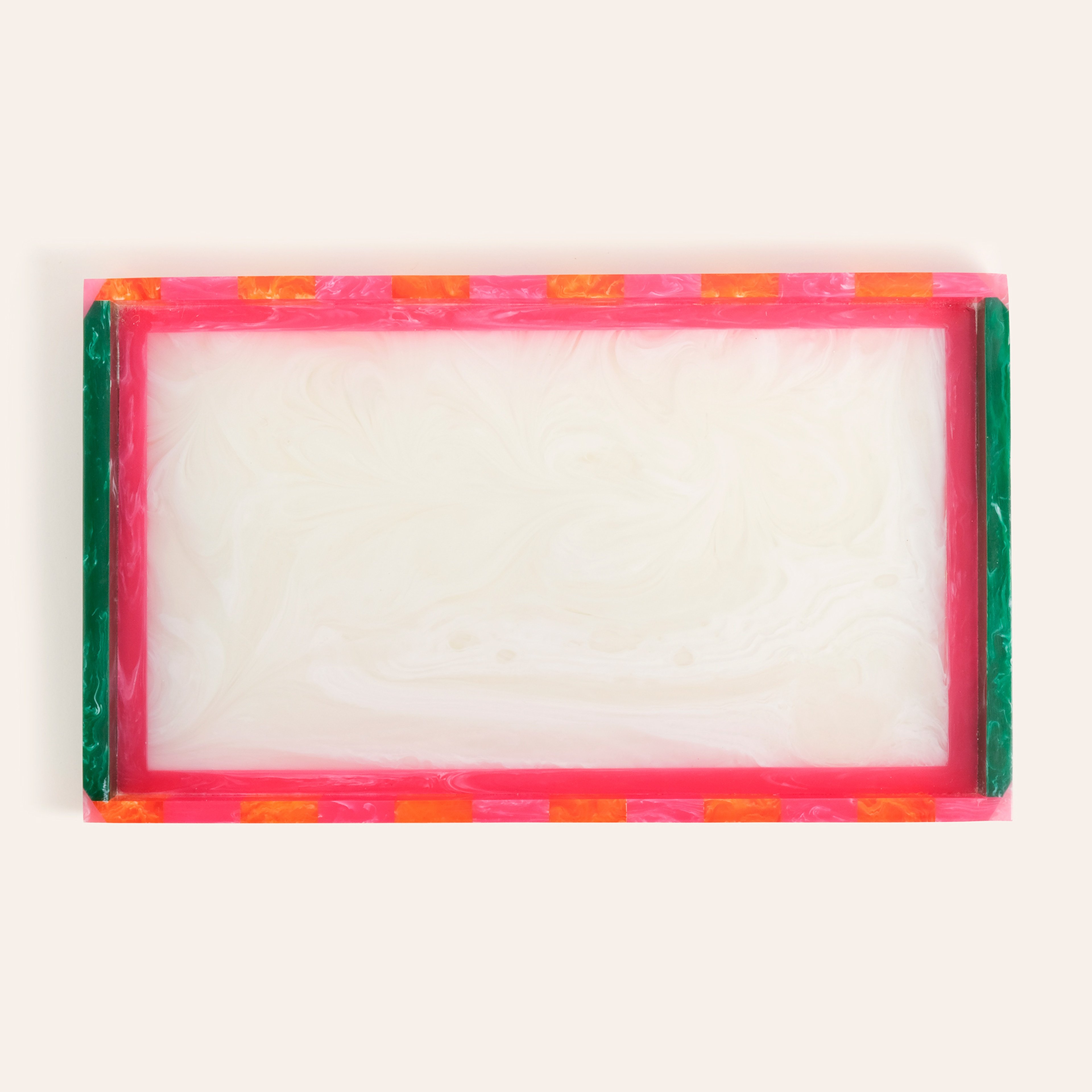 Tanda Reçine Tepsi 35x20x3 Cm Beyaz - Yeşil