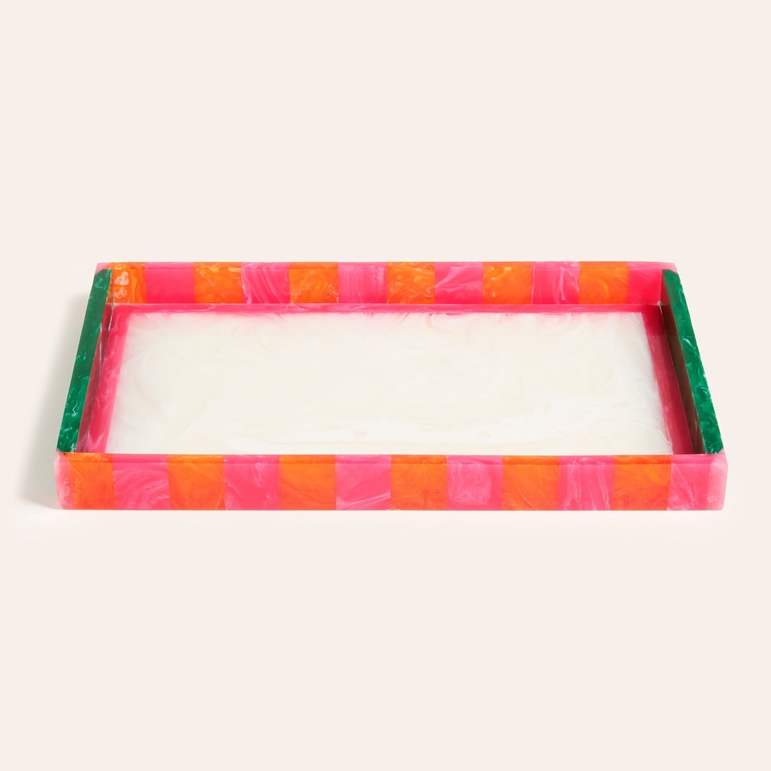 Tanda Reçine Tepsi 35x20x3 Cm Beyaz - Yeşil