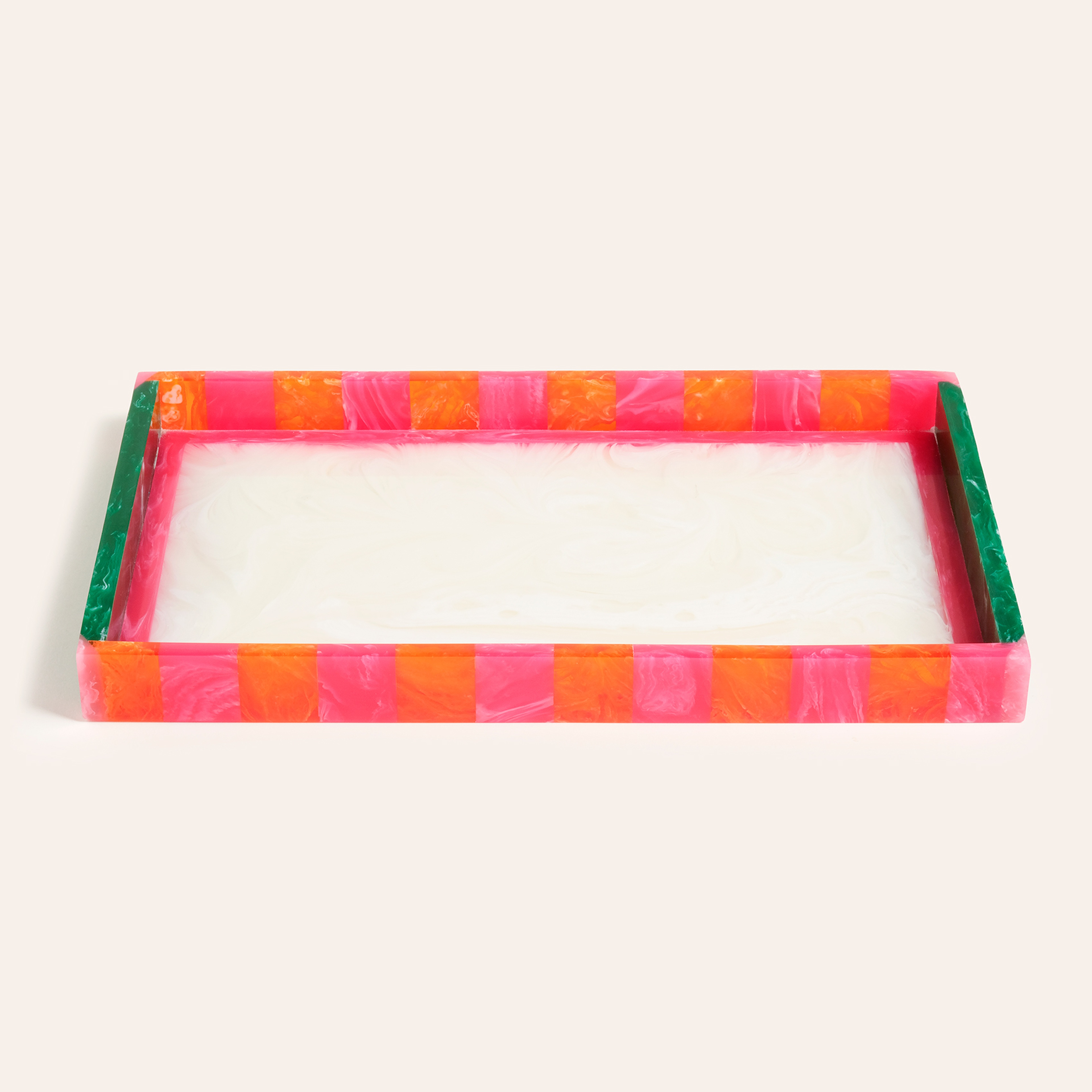 Tanda Reçine Tepsi 35x20x3 Cm Beyaz - Yeşil