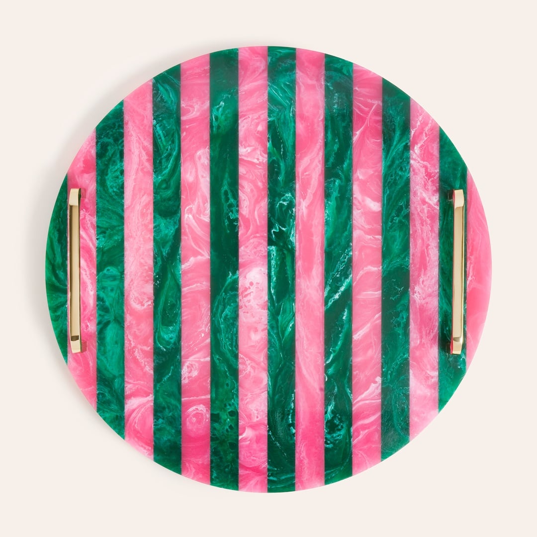 Tanda Reçine Tepsi 35x35x6 Cm Yeşil - Pembe