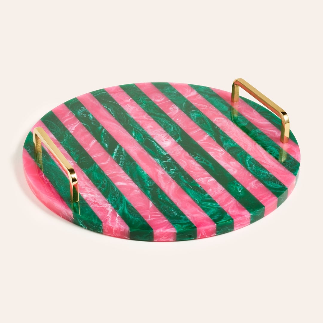 Tanda Reçine Tepsi 35x35x6 Cm Yeşil - Pembe