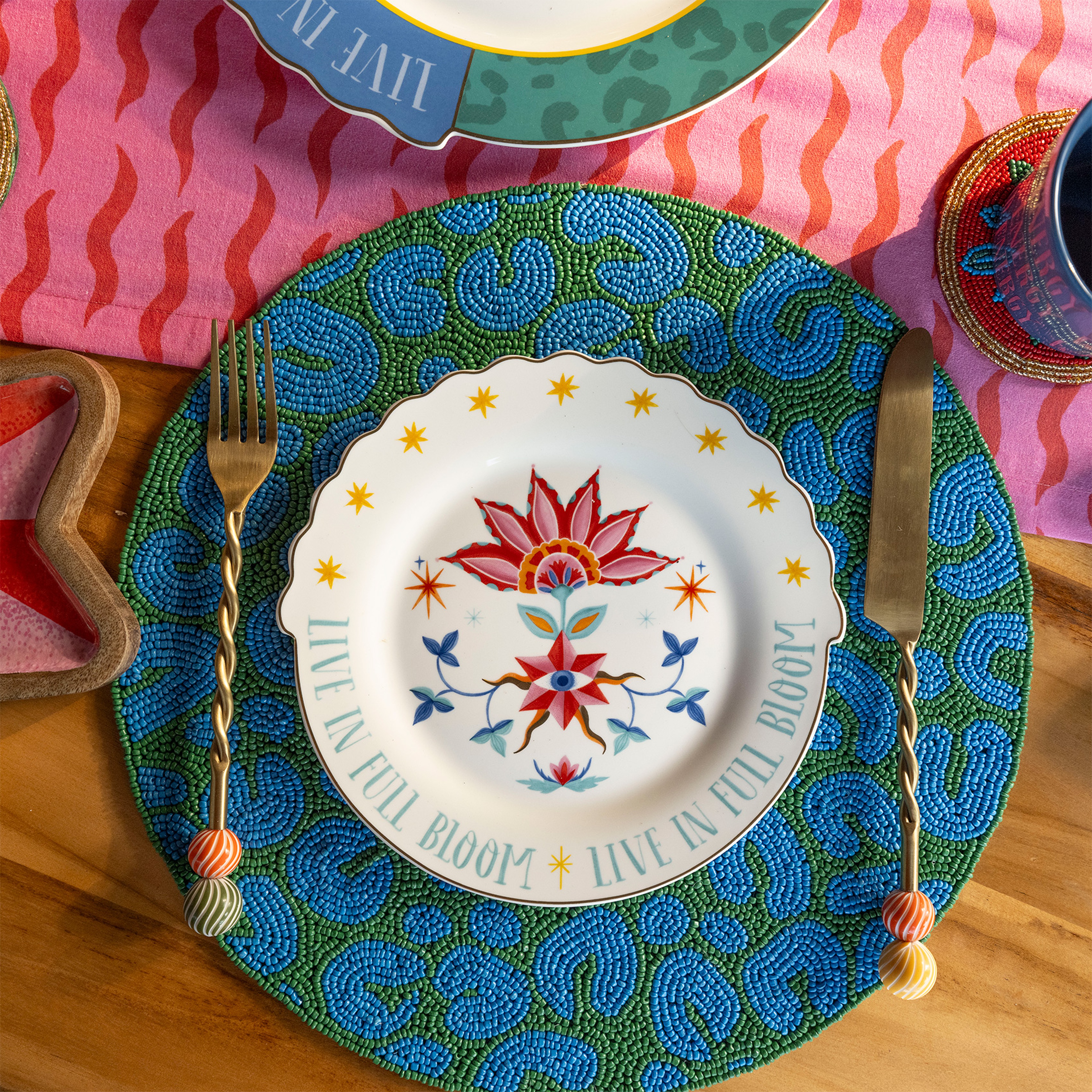 Luohu Porselen Pasta Tabağı 20 Cm Renkli