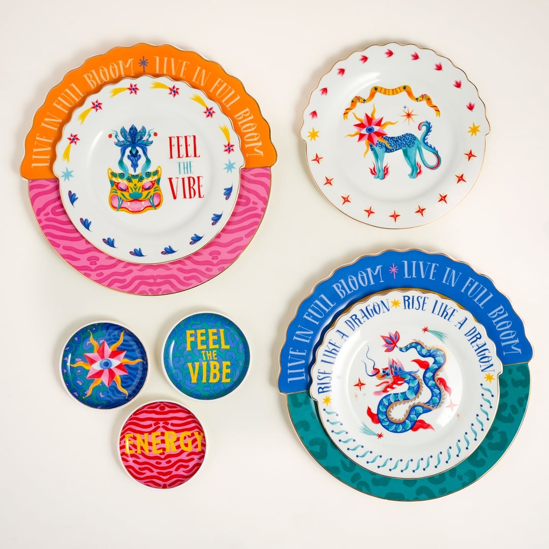 Luohu Porselen Yemek Tabağı 28 Cm Renkli