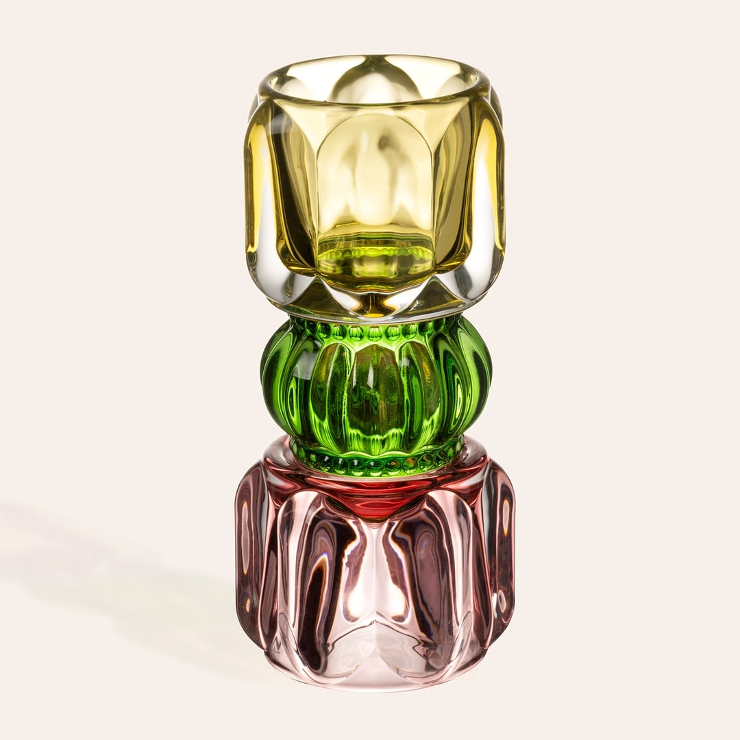 Nanjıng Cam Dekoratif Obje 8x8x18 Cm Sarı - Yeşil