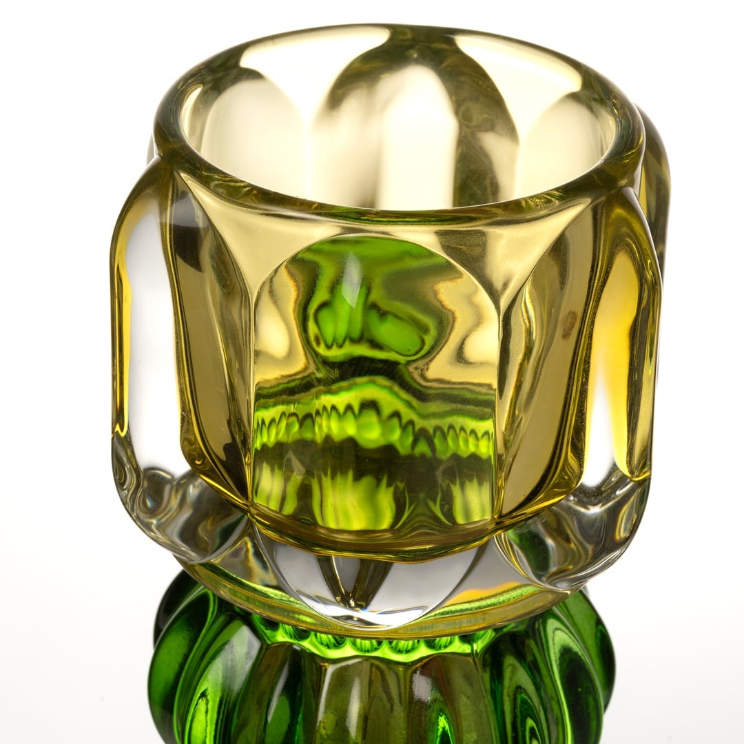 Nanjıng Cam Dekoratif Obje 8x8x18 Cm Sarı - Yeşil