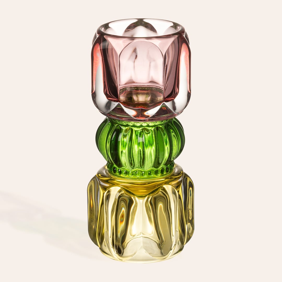 Nanjıng Cam Dekoratif Obje 8x8x18 Cm Sarı - Yeşil