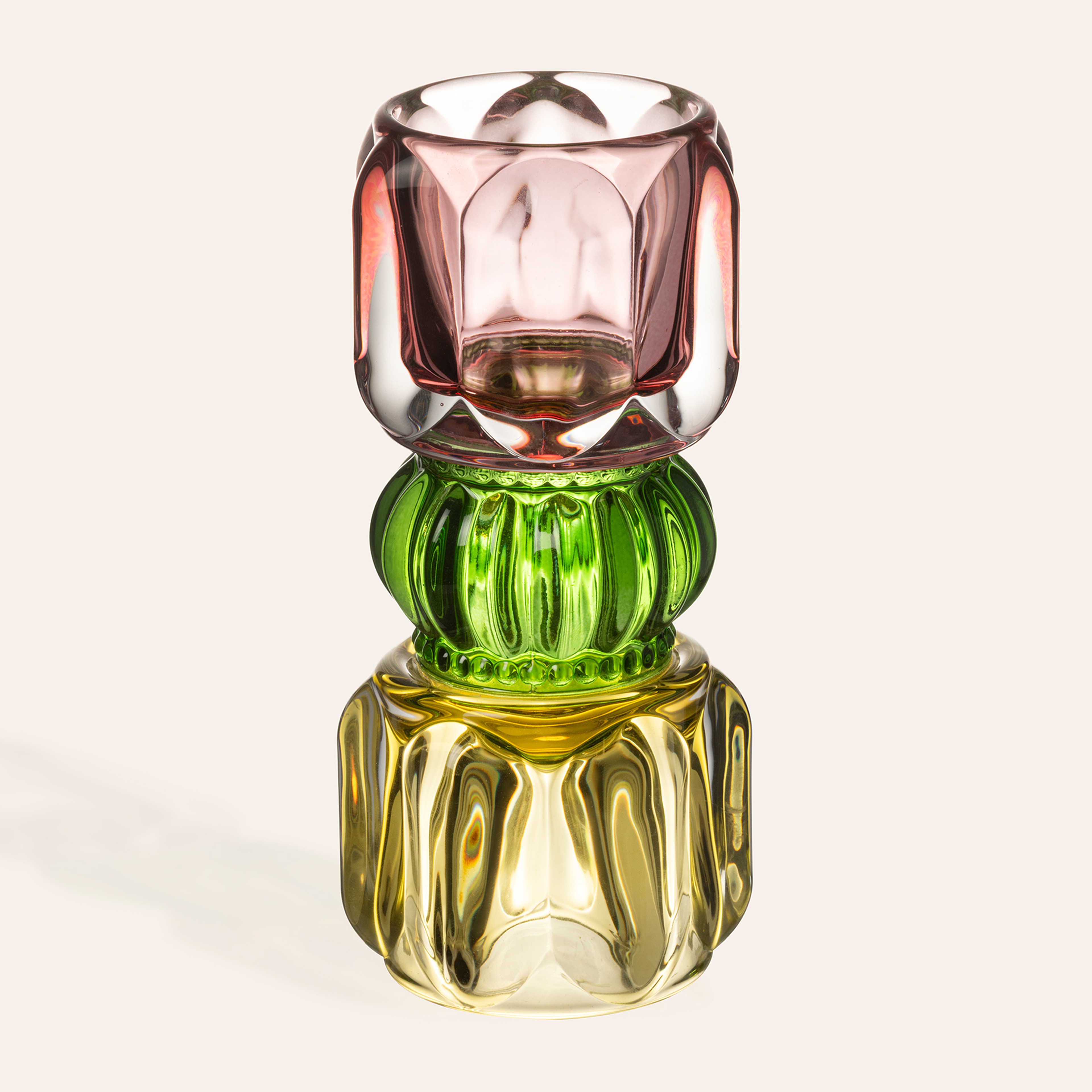 Nanjıng Cam Dekoratif Obje 8x8x18 Cm Sarı - Yeşil