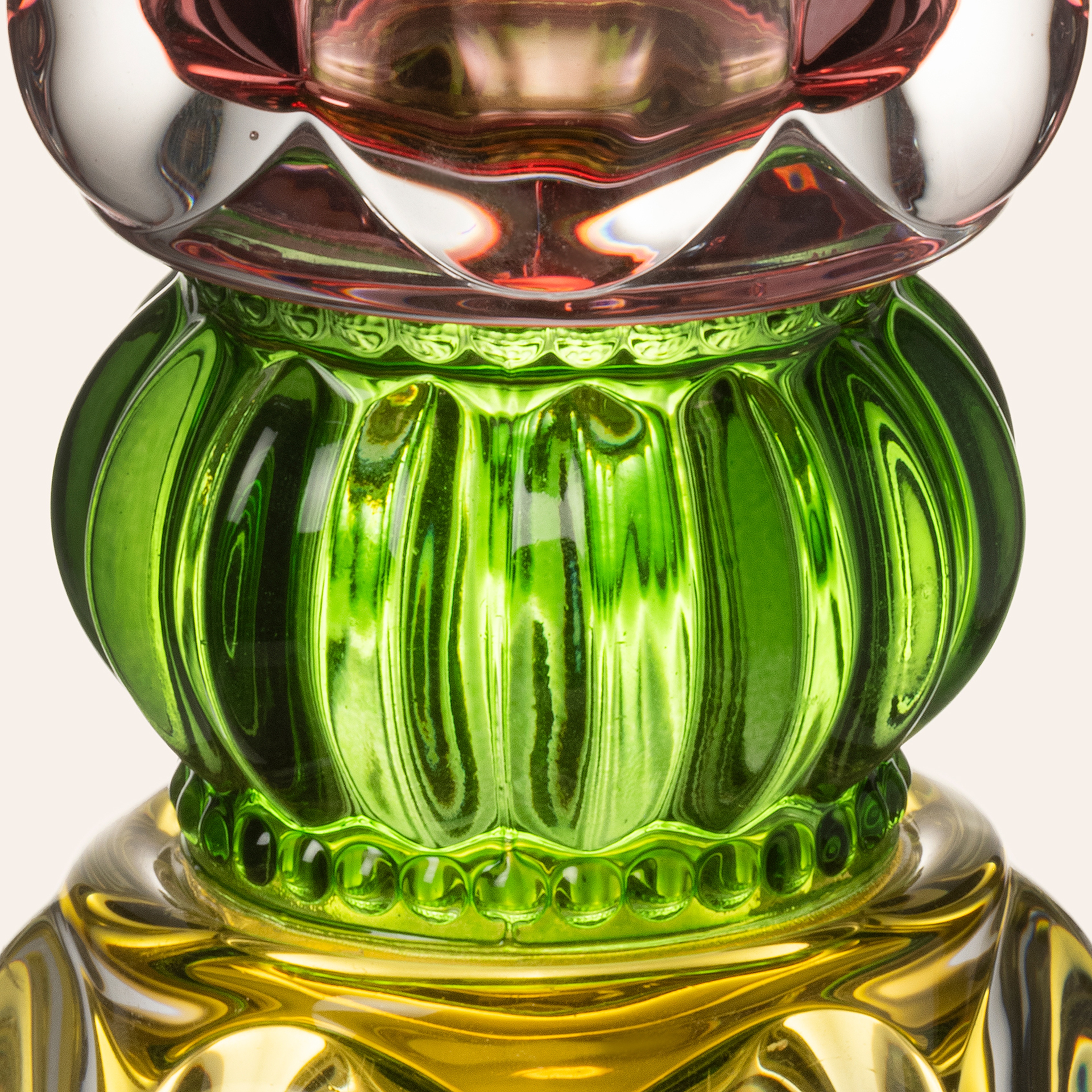 Nanjıng Cam Dekoratif Obje 8x8x18 Cm Sarı - Yeşil