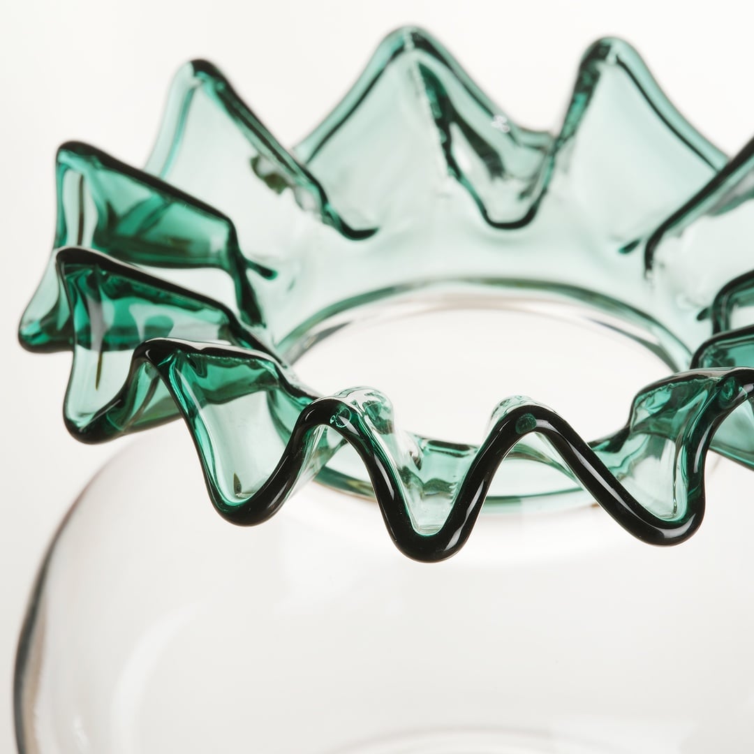 Nanjıng Borosilikat Cam Vazo 10x10x8 Cm Şeffaf - Yeşil