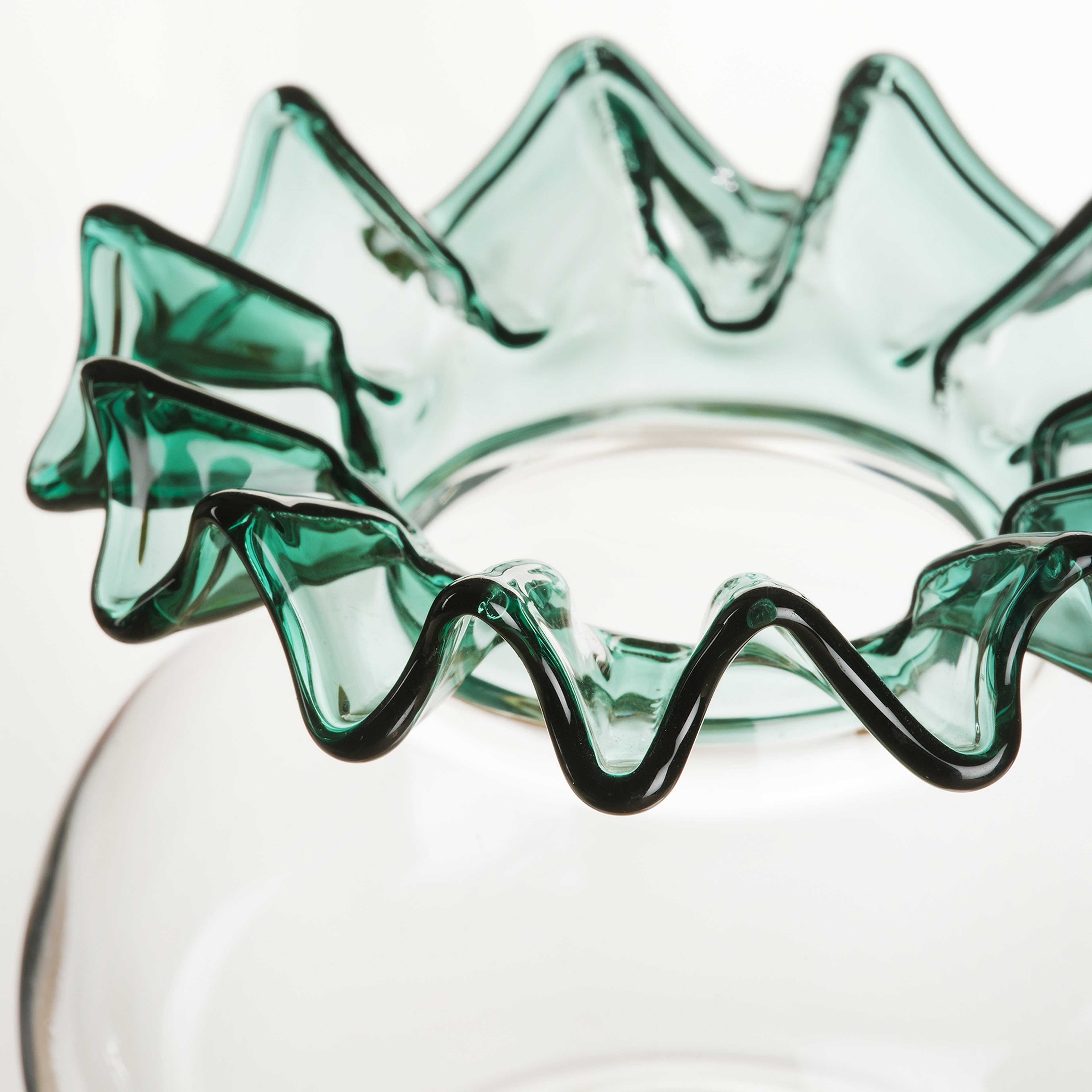 Nanjıng Borosilikat Cam Vazo 10x10x8 Cm Şeffaf - Yeşil