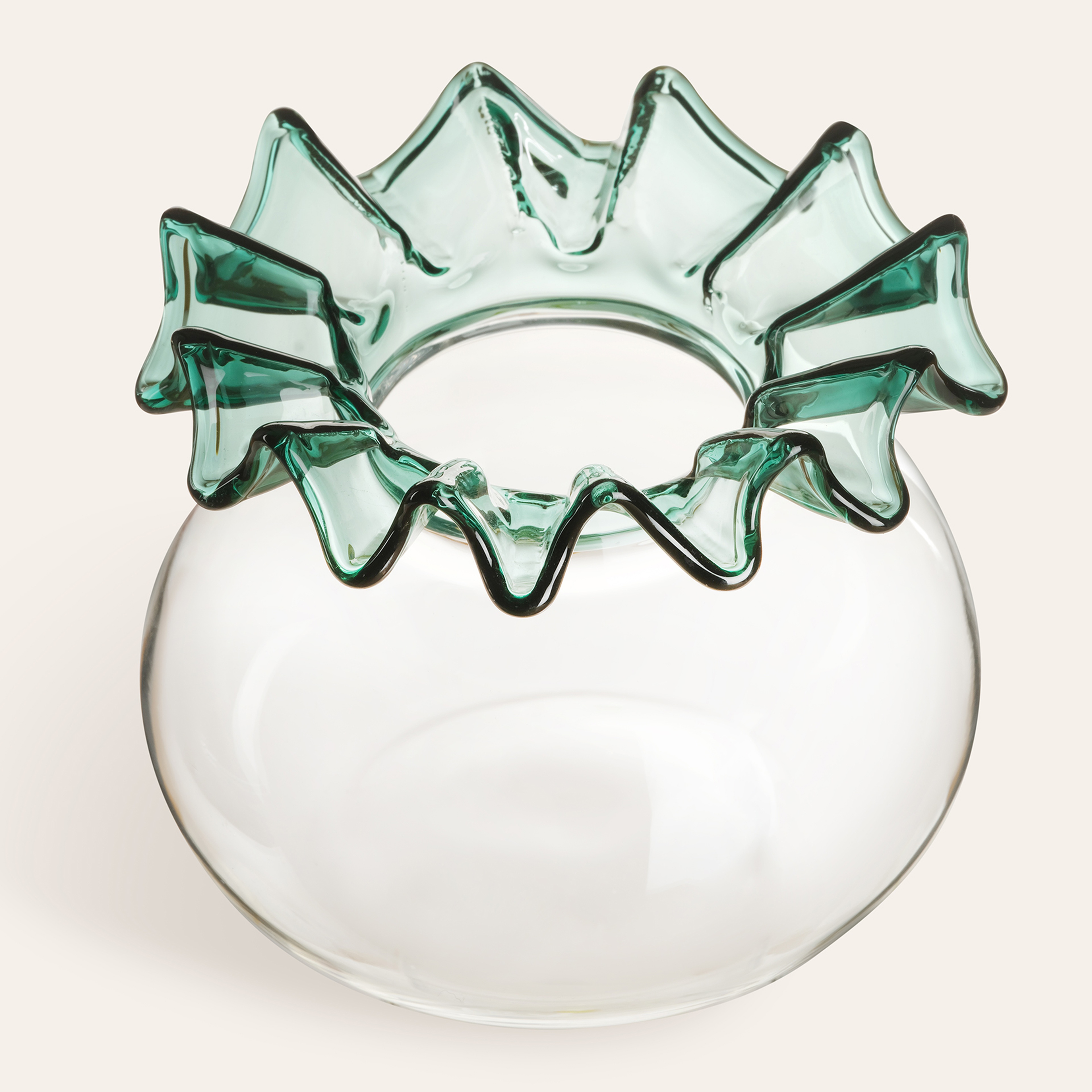 Nanjıng Borosilikat Cam Vazo 10x10x8 Cm Şeffaf - Yeşil