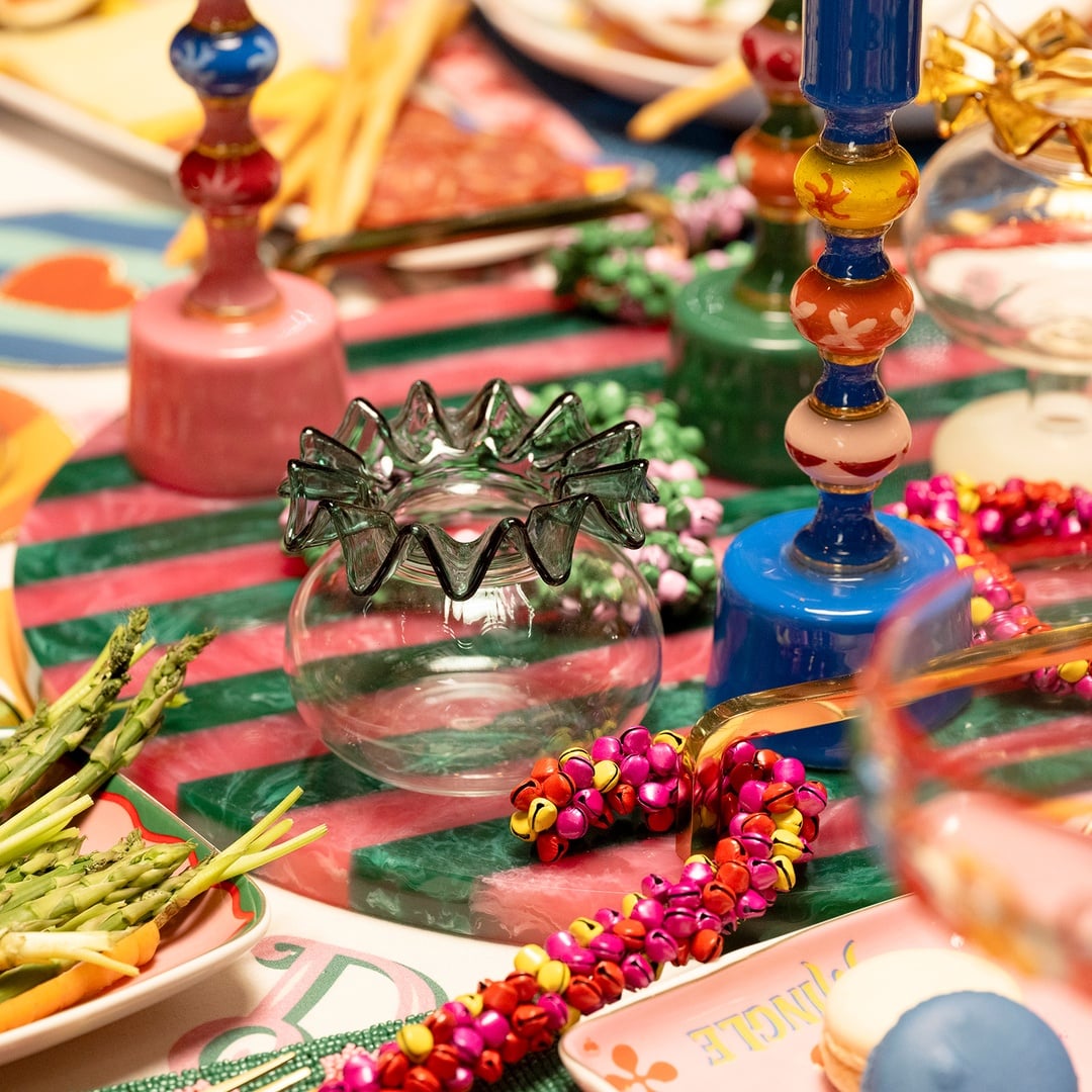 Nanjıng Borosilikat Cam Vazo 10x10x8 Cm Şeffaf - Yeşil