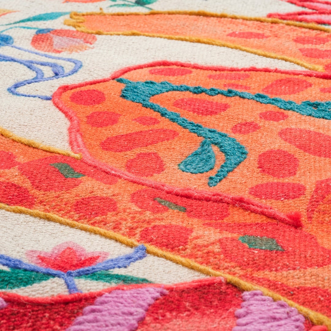 Rajna Pamuk Kilim 80x150 Cm Krem-turuncu