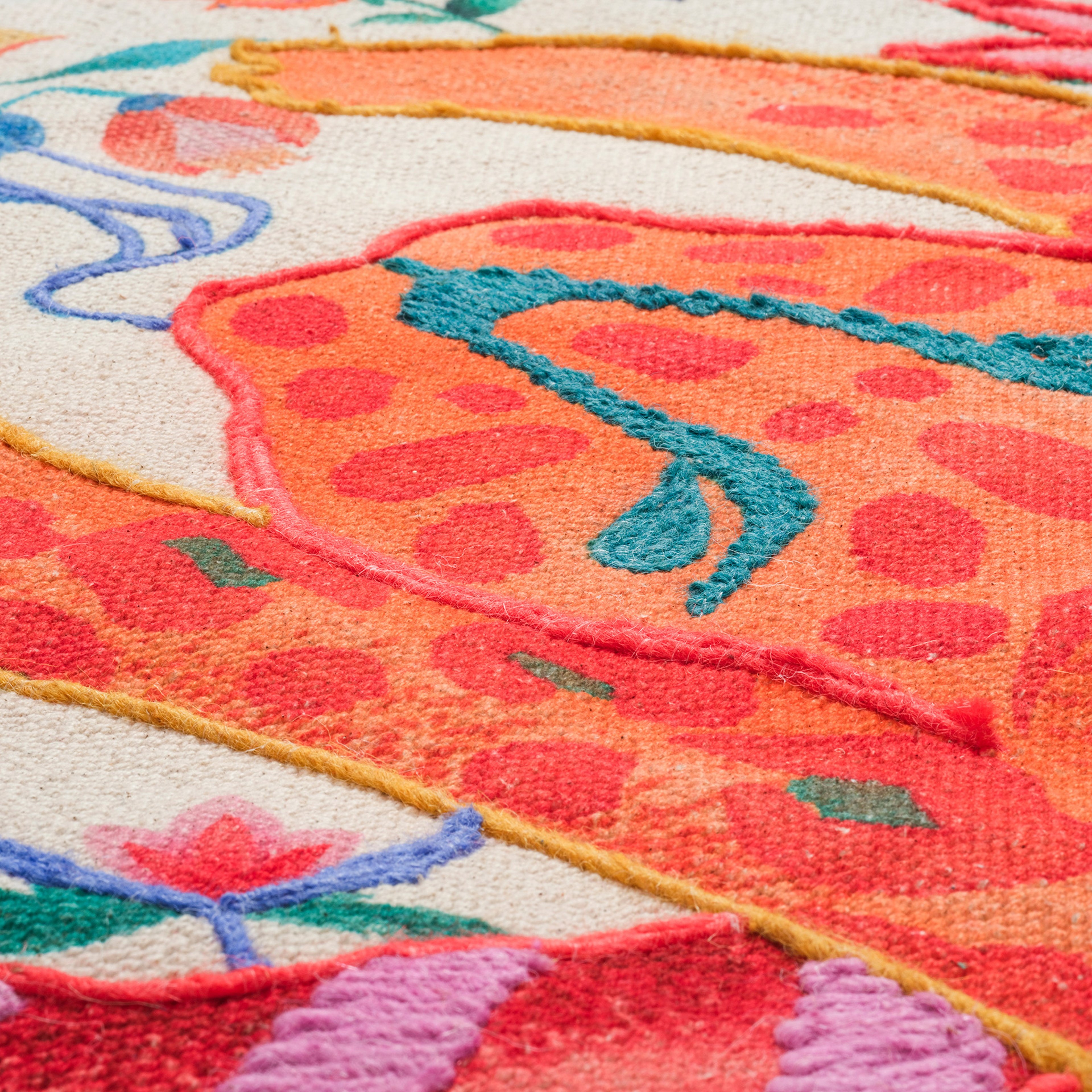 Rajna Pamuk Kilim 80x150 Cm Krem-turuncu