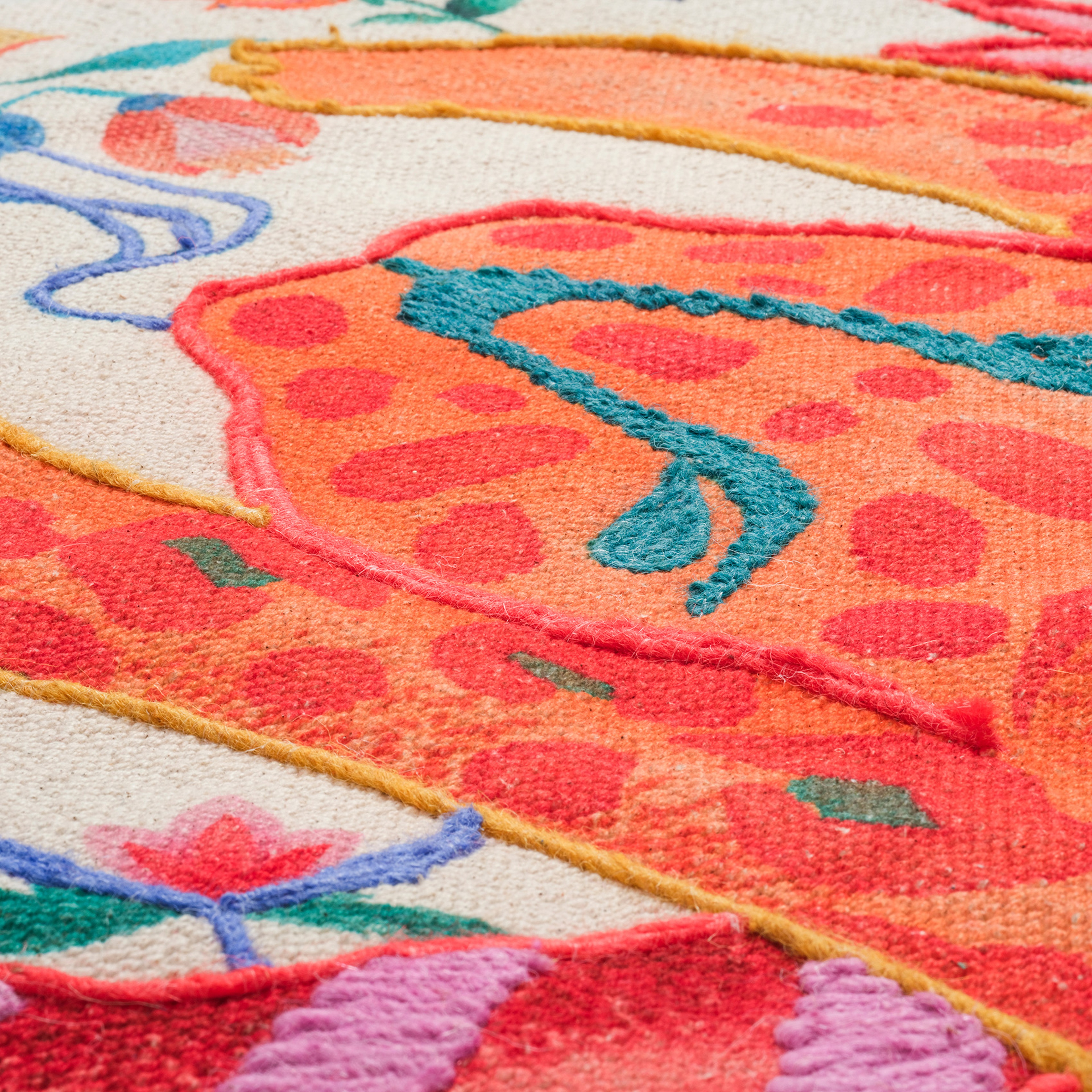 Rajna Pamuk Kilim 160x230 Cm Krem-turuncu