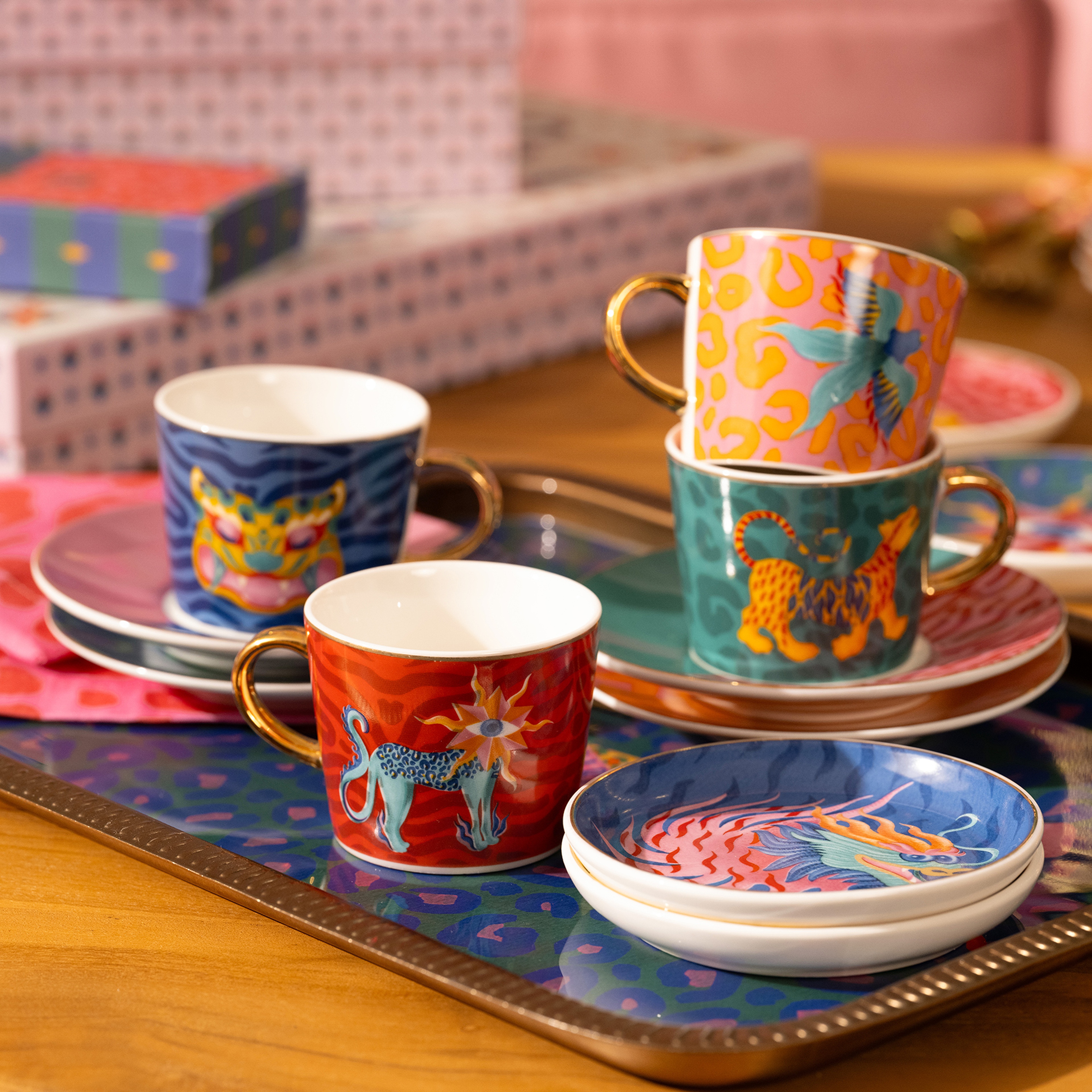 Luohu Porselen Kahve Seti 90 Ml Renkli