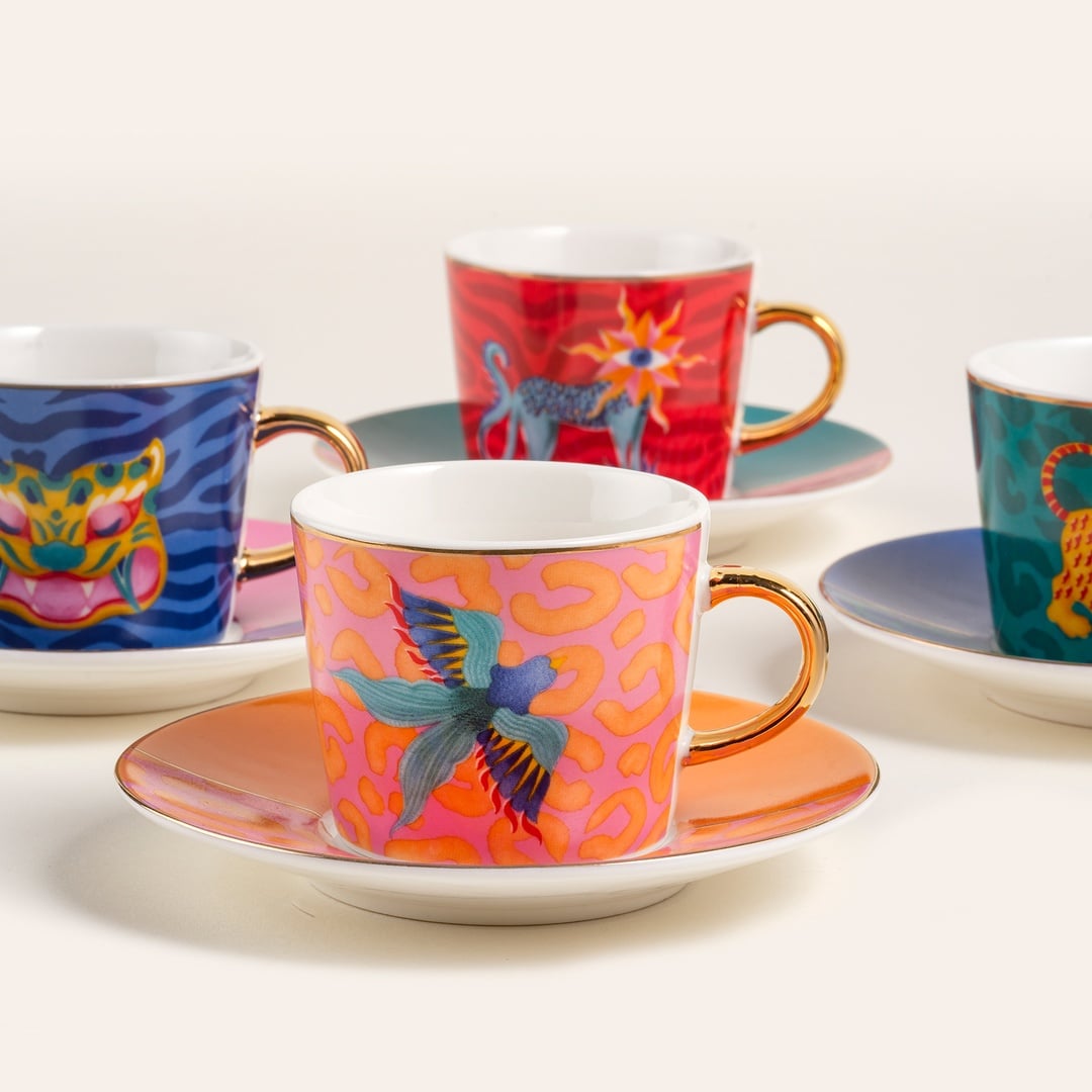 Luohu Porselen Kahve Seti 90 Ml Renkli