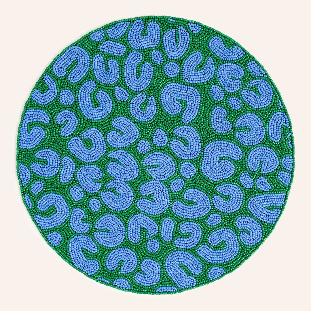 Dadrı Boncuklu Cam - Polyester Amerikan Servis 35 Cm Mavi - Yeşil