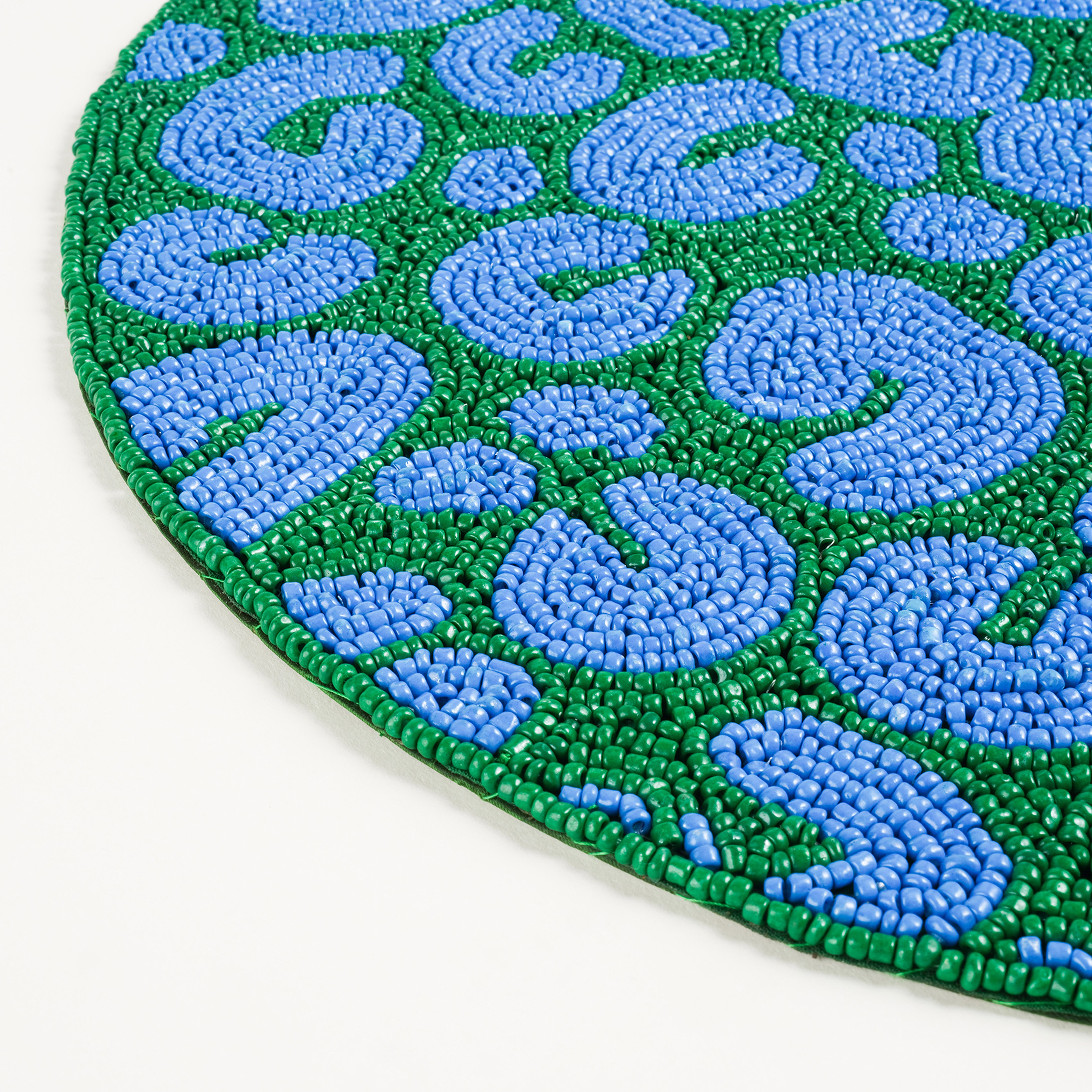 Dadrı Boncuklu Cam - Polyester Amerikan Servis 35 Cm Mavi - Yeşil