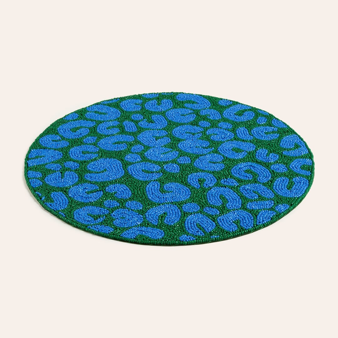 Dadrı Boncuklu Cam - Polyester Amerikan Servis 35 Cm Mavi - Yeşil