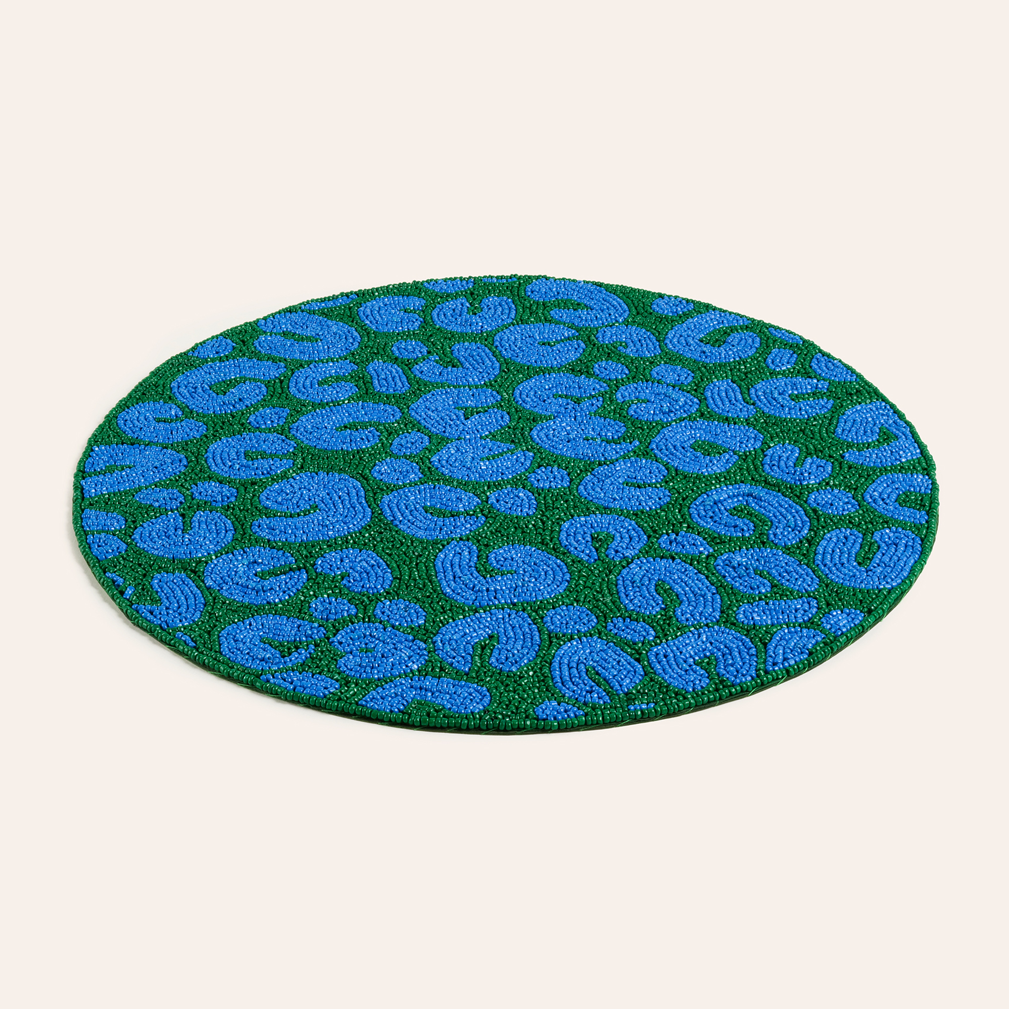 Dadrı Boncuklu Cam - Polyester Amerikan Servis 35 Cm Mavi - Yeşil