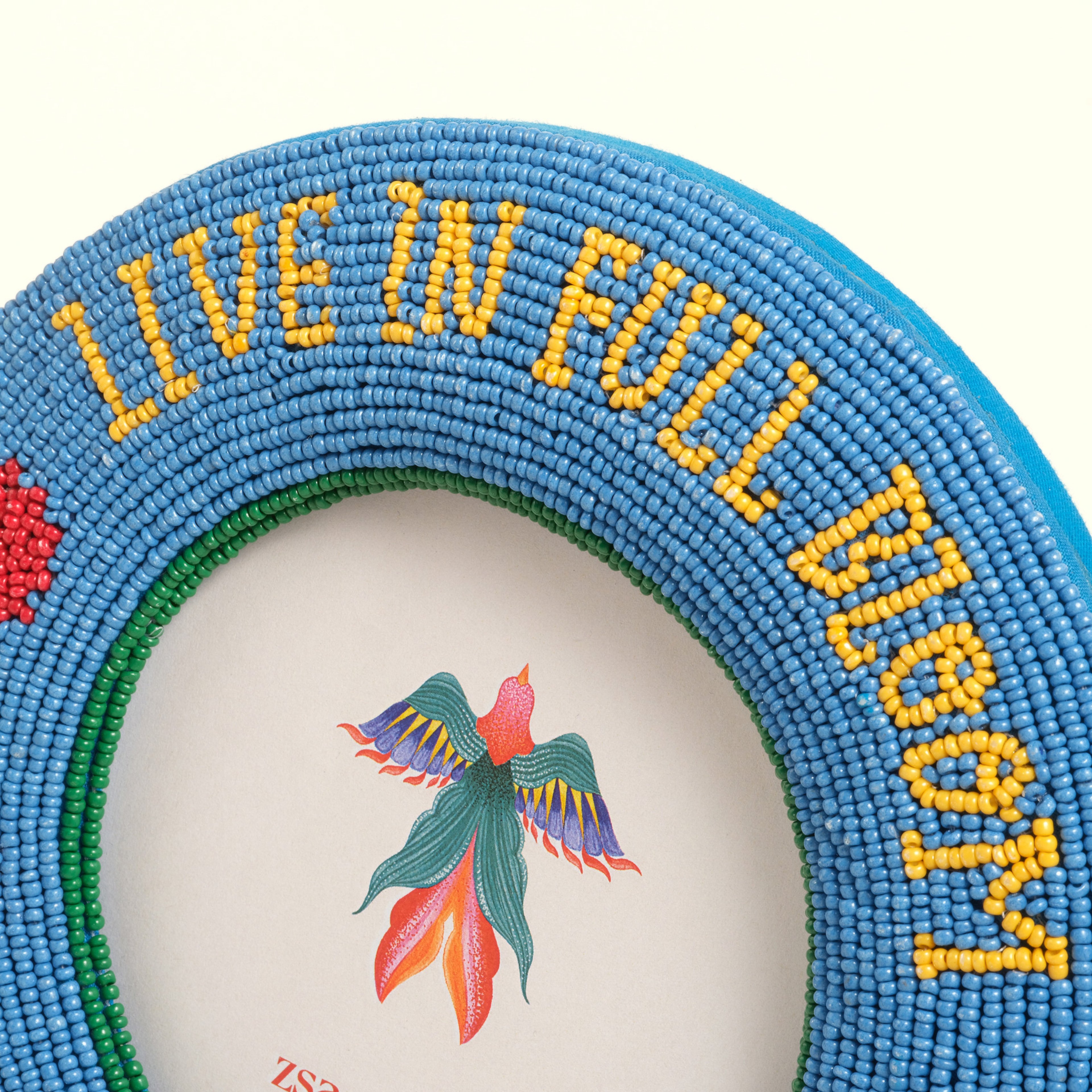 Dadrı Cam Boncuk-ahşap Çerçeve 17 Cm Mavi