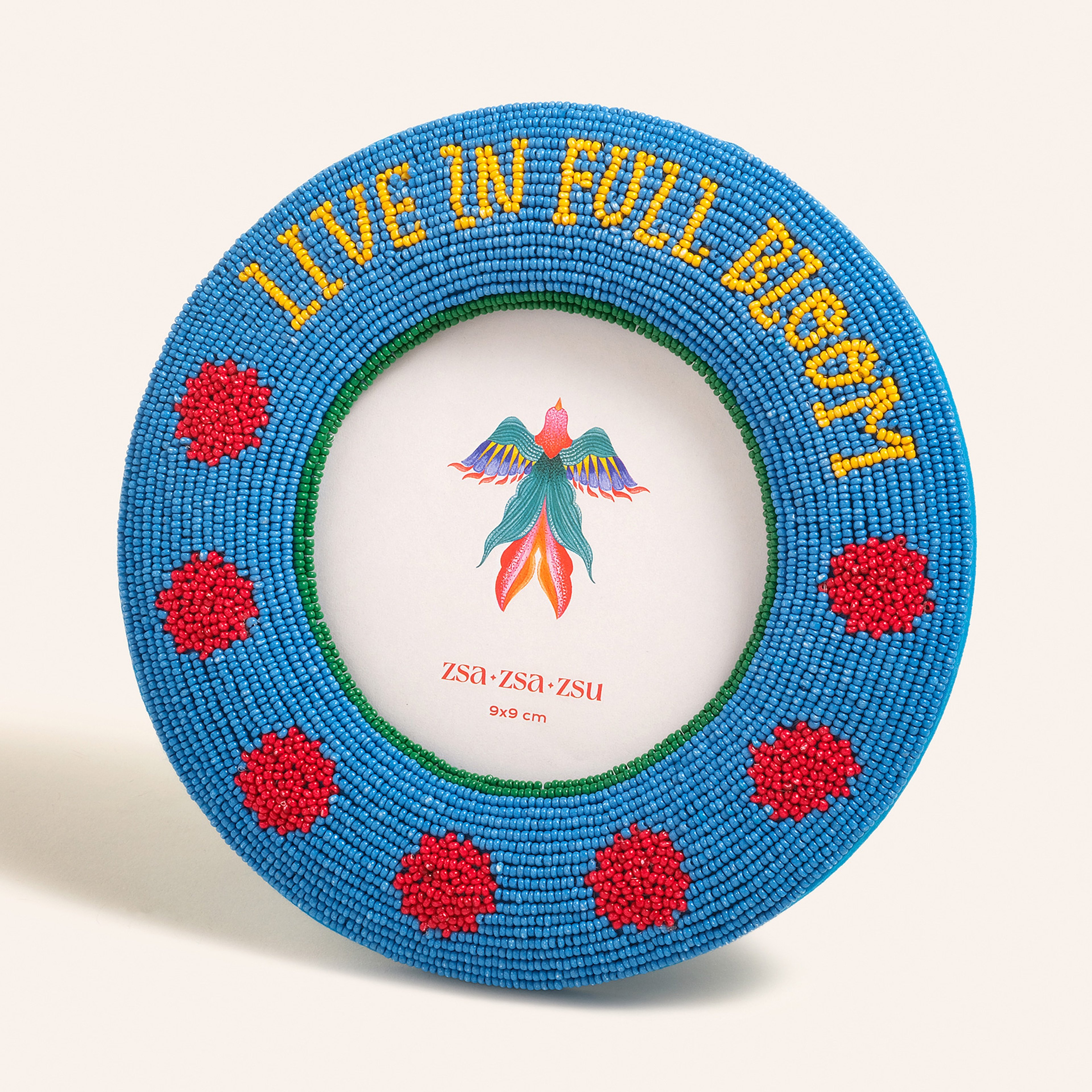 Dadrı Cam Boncuk-ahşap Çerçeve 17 Cm Mavi