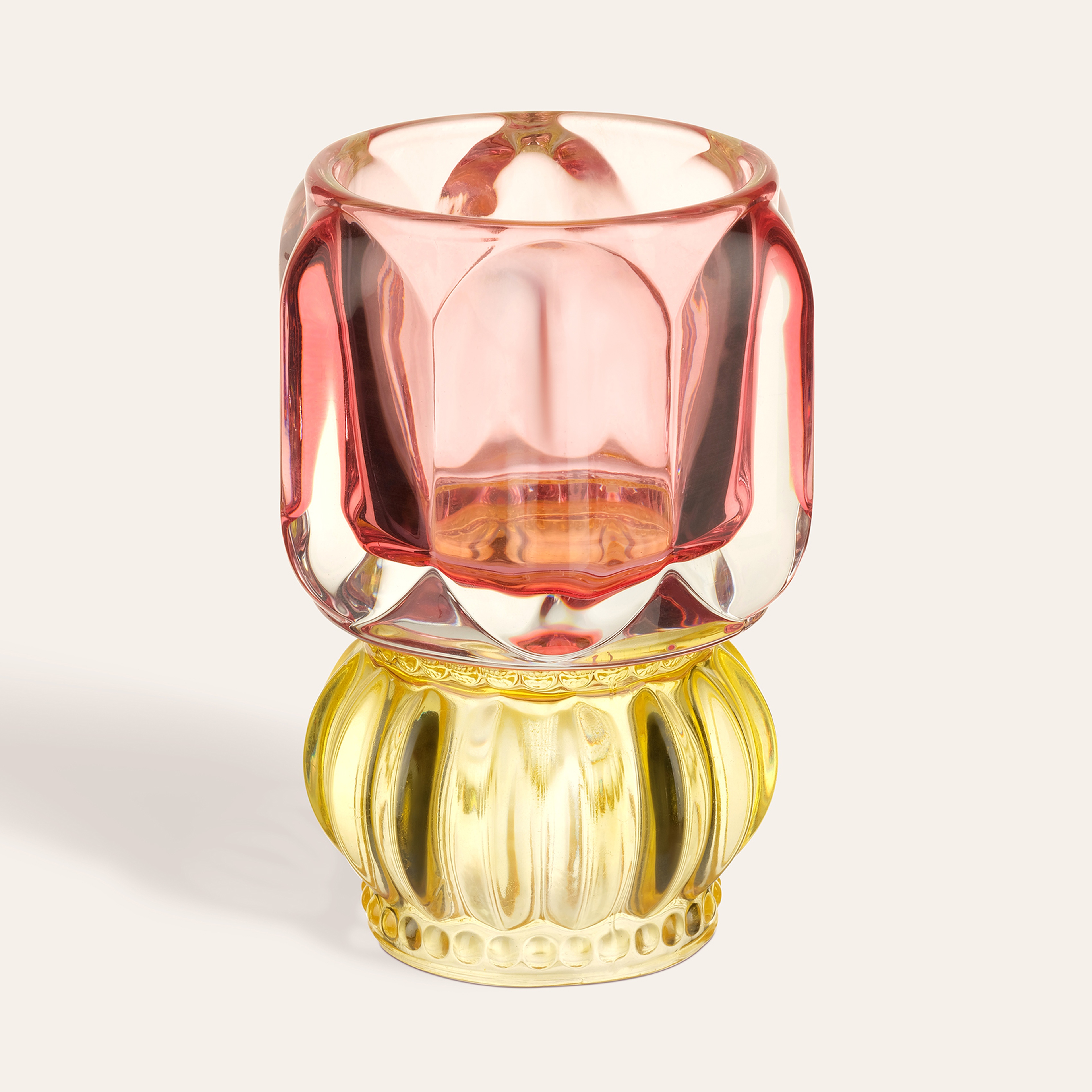 Nanjıng Cam Mumluk 8x8x11 Cm Pembe - Sarı