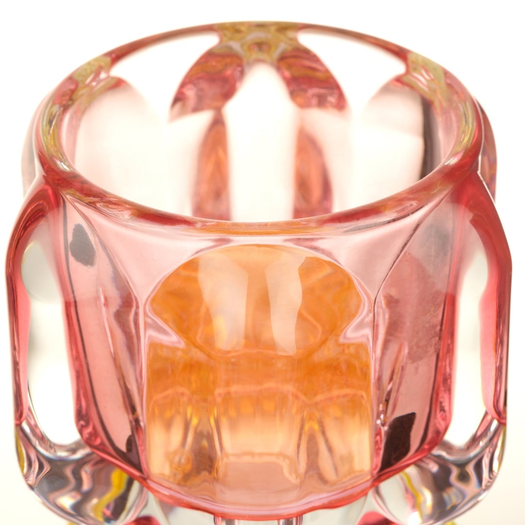 Nanjıng Cam Mumluk 8x8x11 Cm Pembe - Sarı