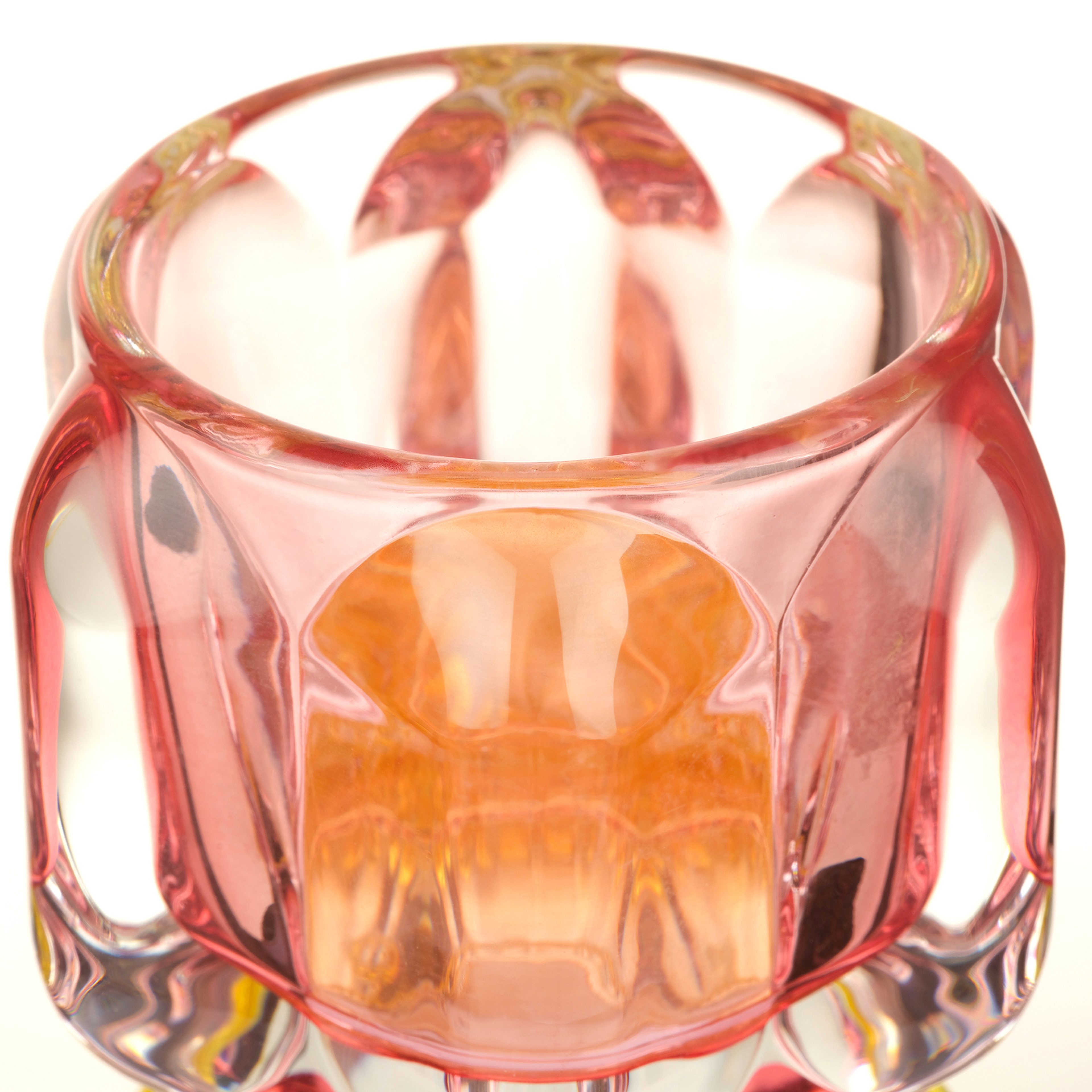 Nanjıng Cam Mumluk 8x8x11 Cm Pembe - Sarı