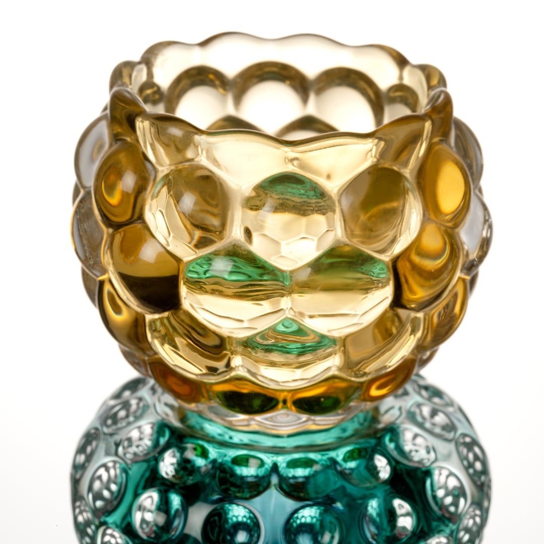 Nanjıng Cam Dekoratif Obje 9x9x24 Cm Sarı - Pembe