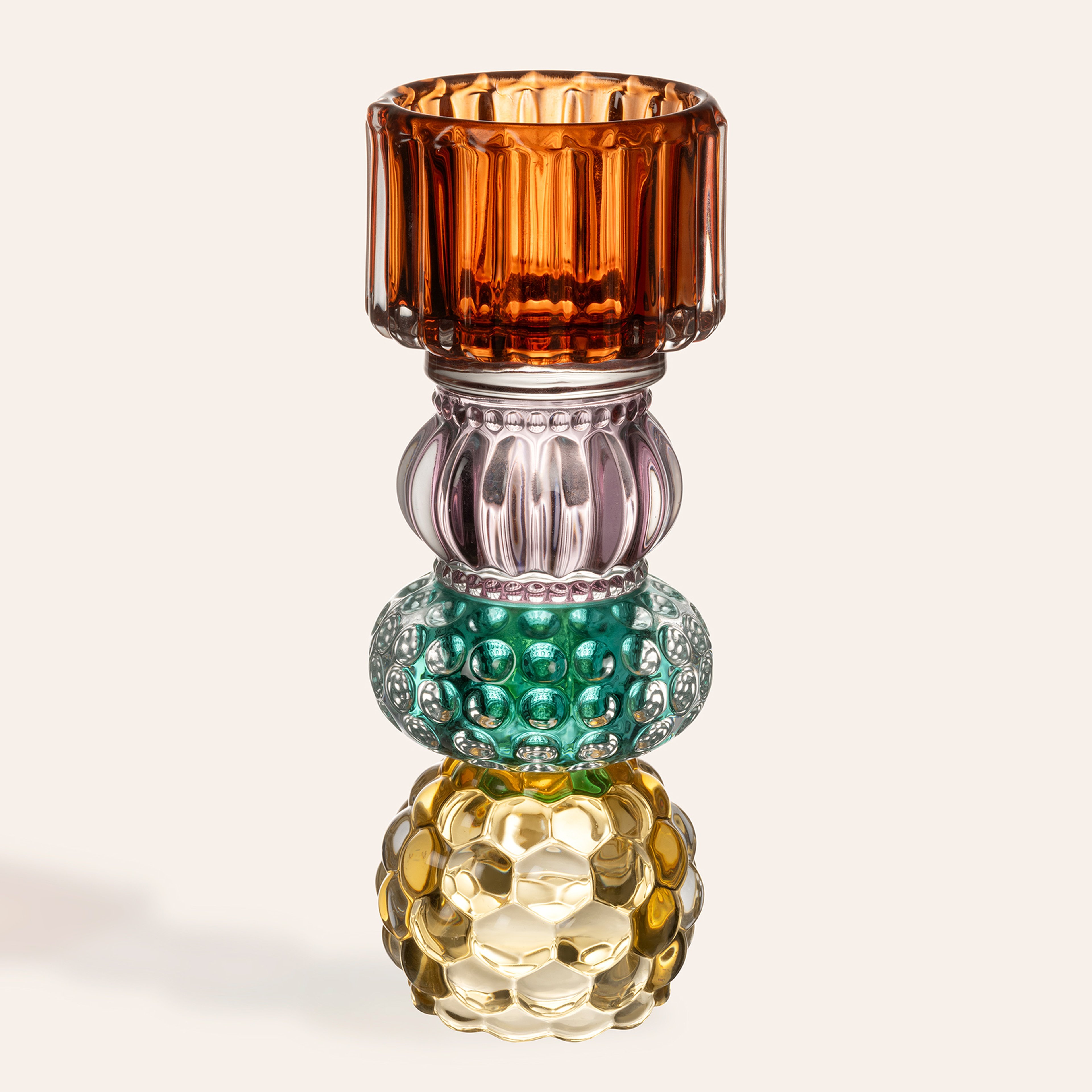 Nanjıng Cam Dekoratif Obje 9x9x24 Cm Sarı - Pembe