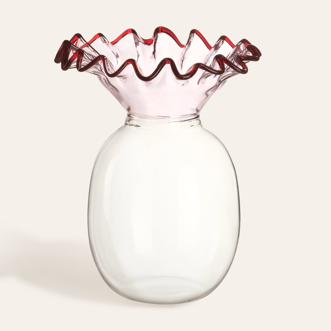 Nanjıng Borosilikat Cam Vazo 13x13x16 Cm Şeffaf - Pembe