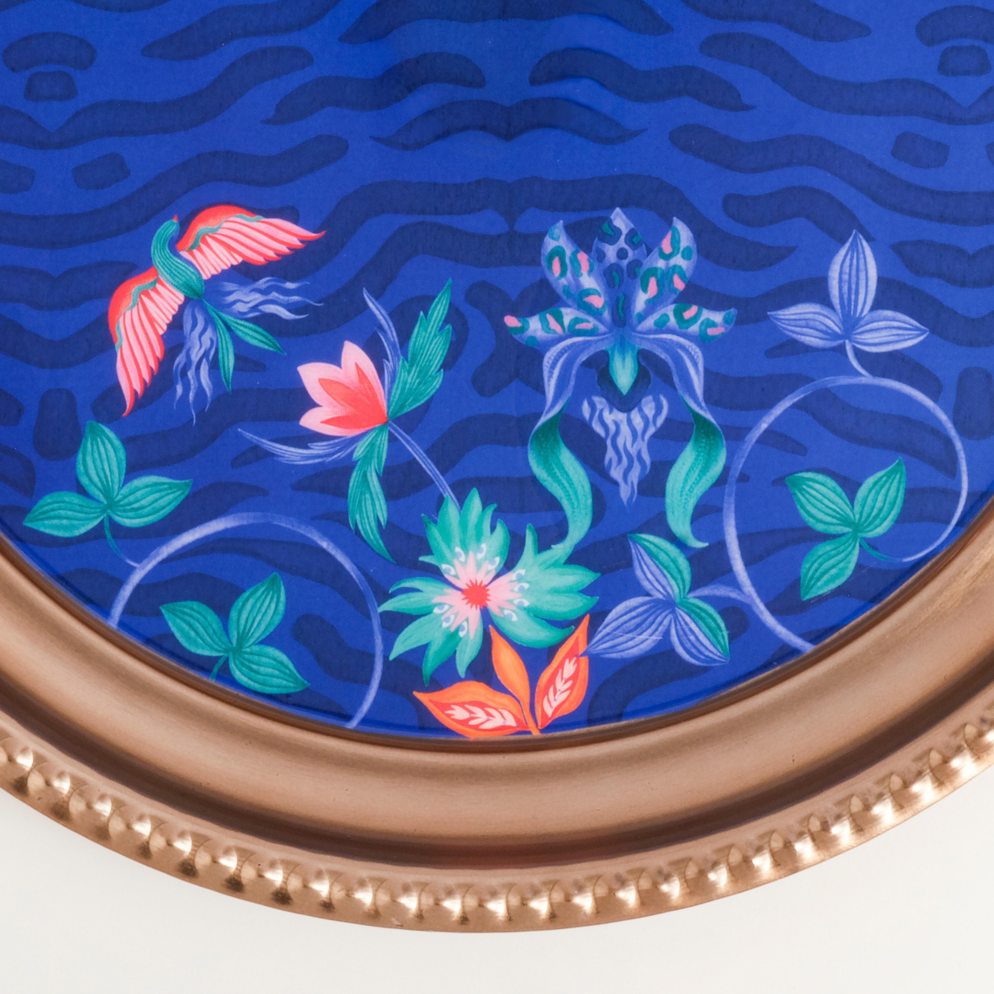 Nanpur Metal Dekoratif Tepsi 35x35x2 Cm Mavi