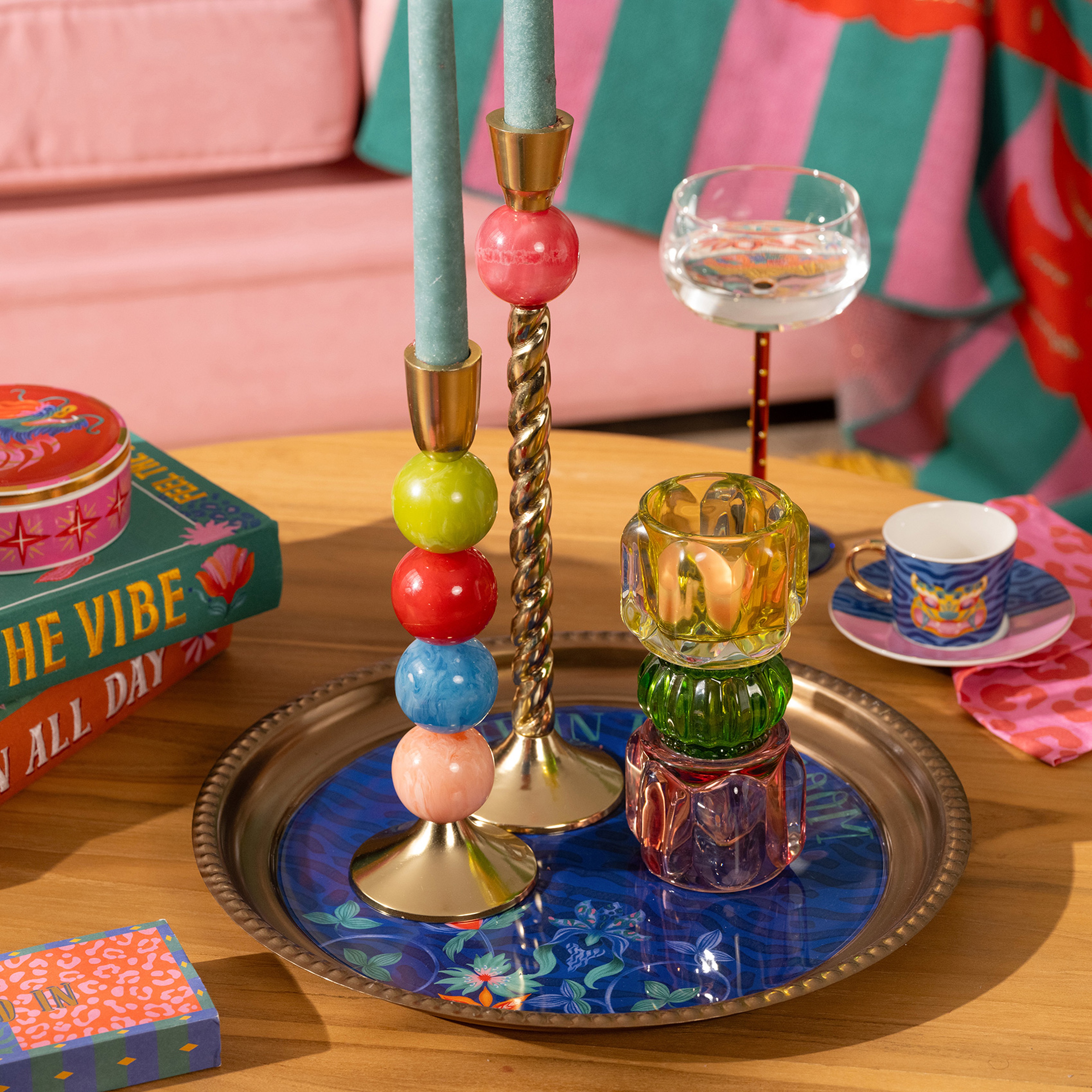 Nanpur Metal Dekoratif Tepsi 35x35x2 Cm Mavi