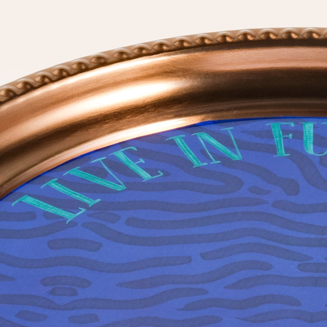 Nanpur Metal Dekoratif Tepsi 35x35x2 Cm Mavi