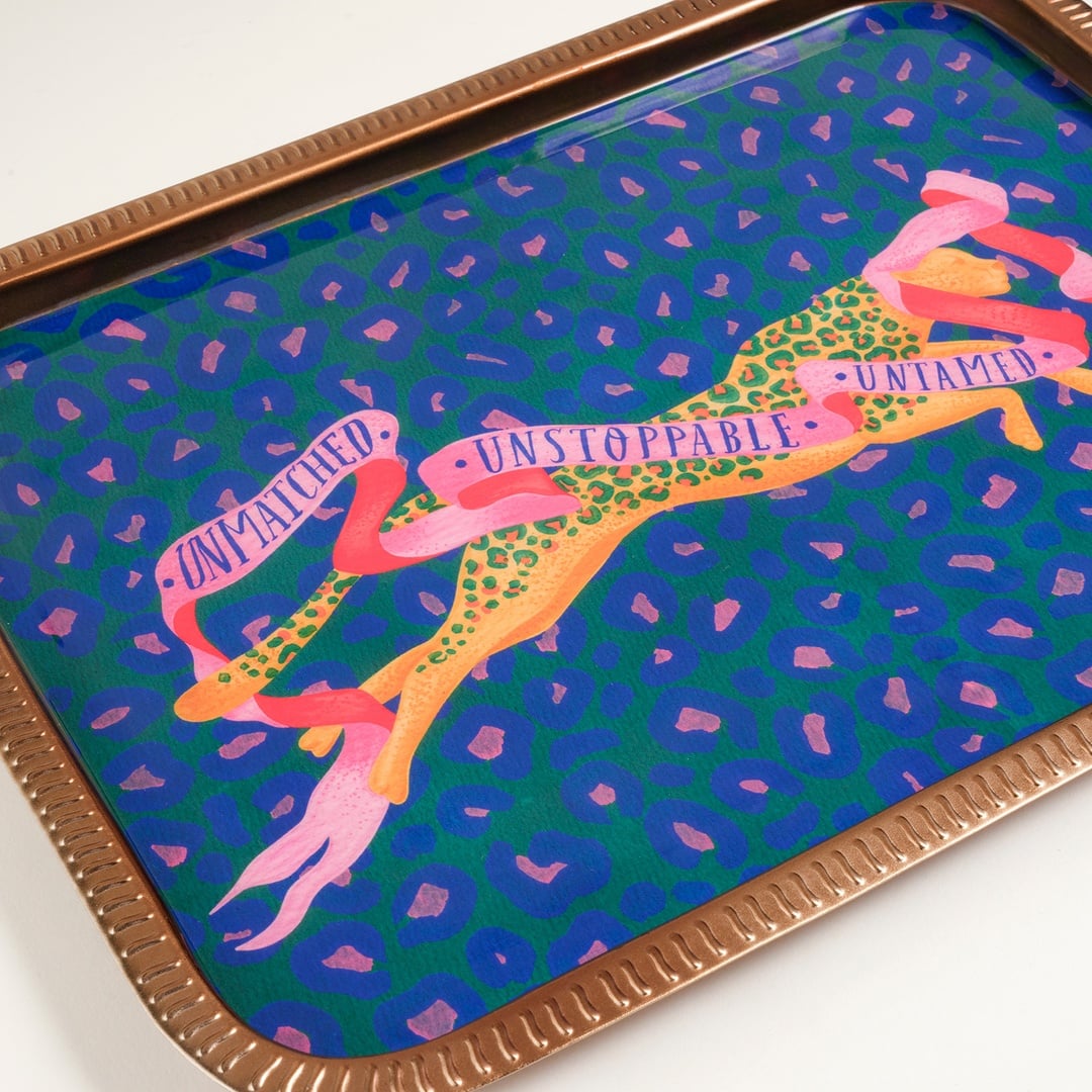 Nanpur Metal Dekoratif Tepsi 32x23x1 Cm Mavi - Sarı