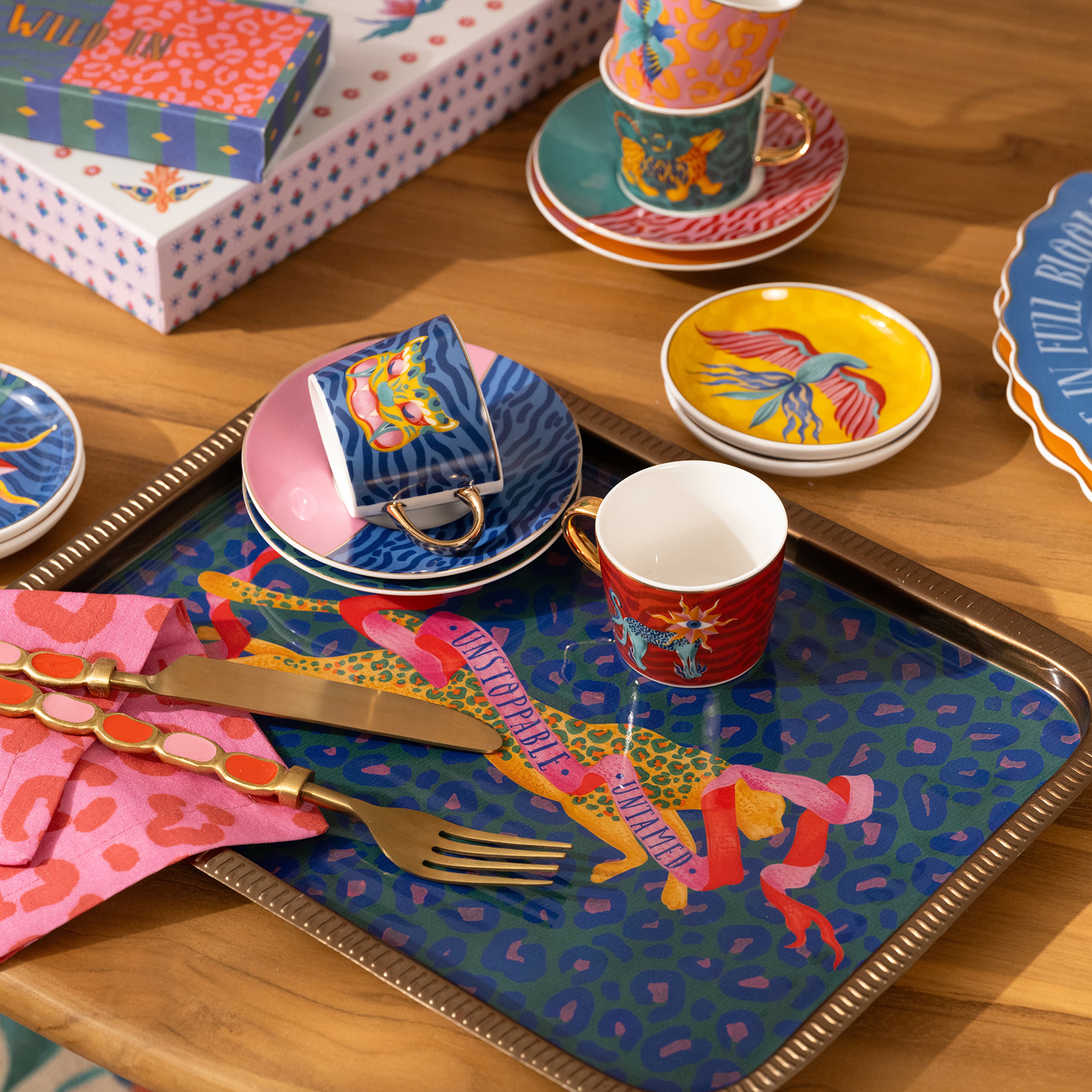 Nanpur Metal Dekoratif Tepsi 32x23x1 Cm Mavi - Sarı