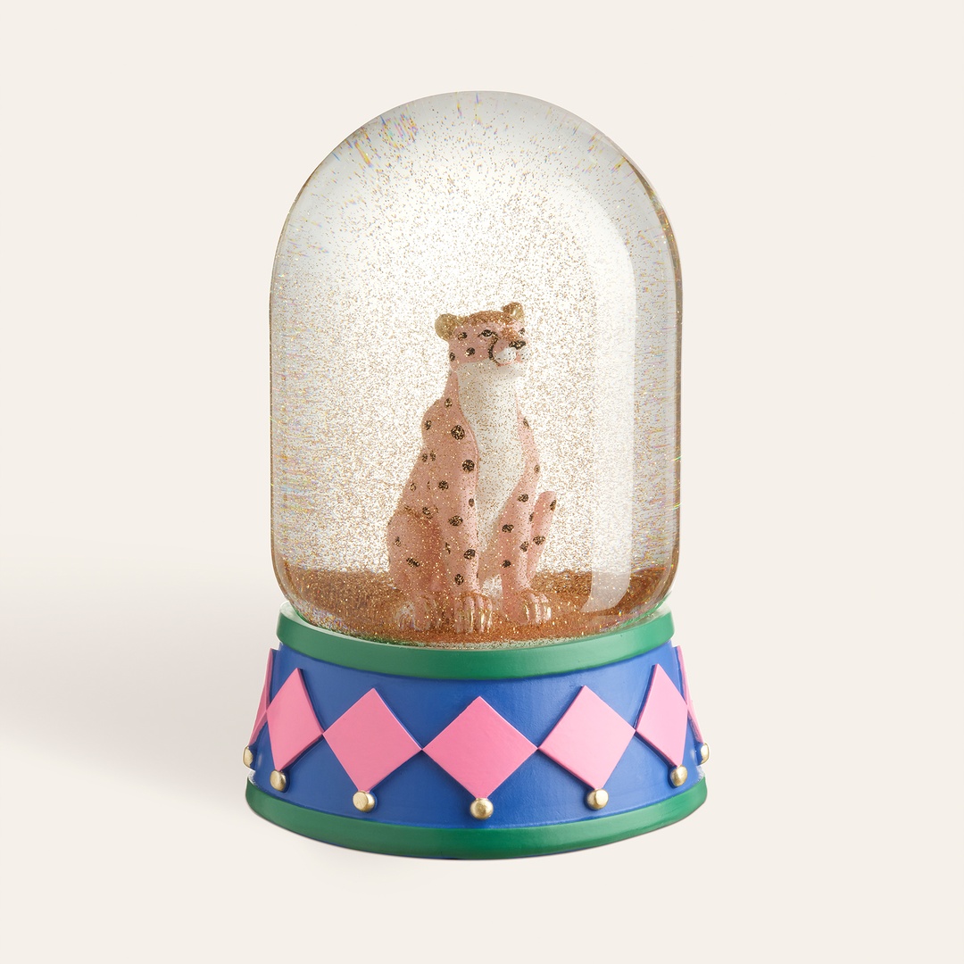 Meılın Cam Kar Küresi 10x10x18,5 Cm Mavi - Pembe