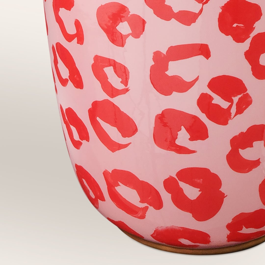 Tanbu Porselen Abajur 32x32x49 Cm Sarı - Kırmızı