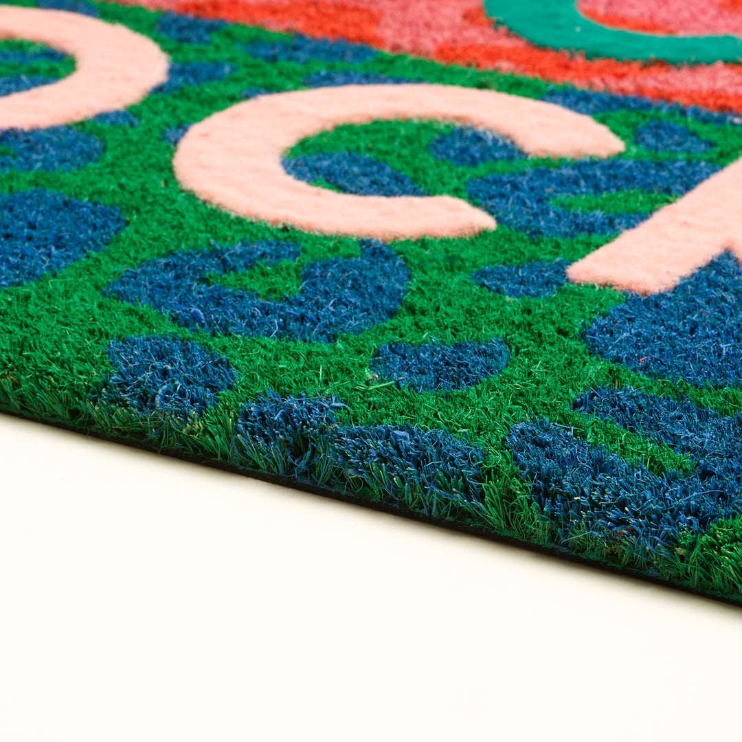 Kerala Coır Kapı Önü Paspası 45x75 Cm Pembe - Mavi