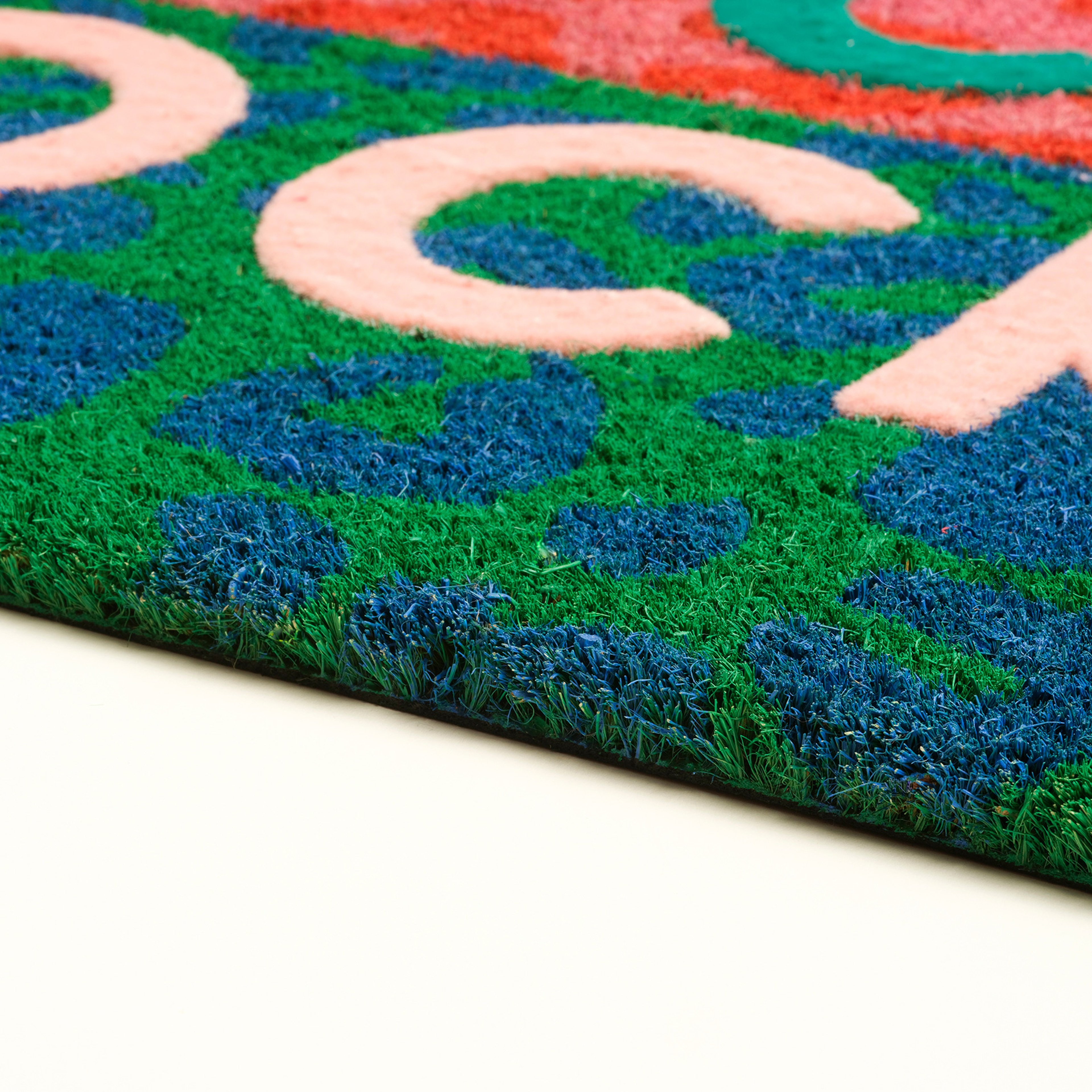 Kerala Coır Kapı Önü Paspası 45x75 Cm Pembe - Mavi