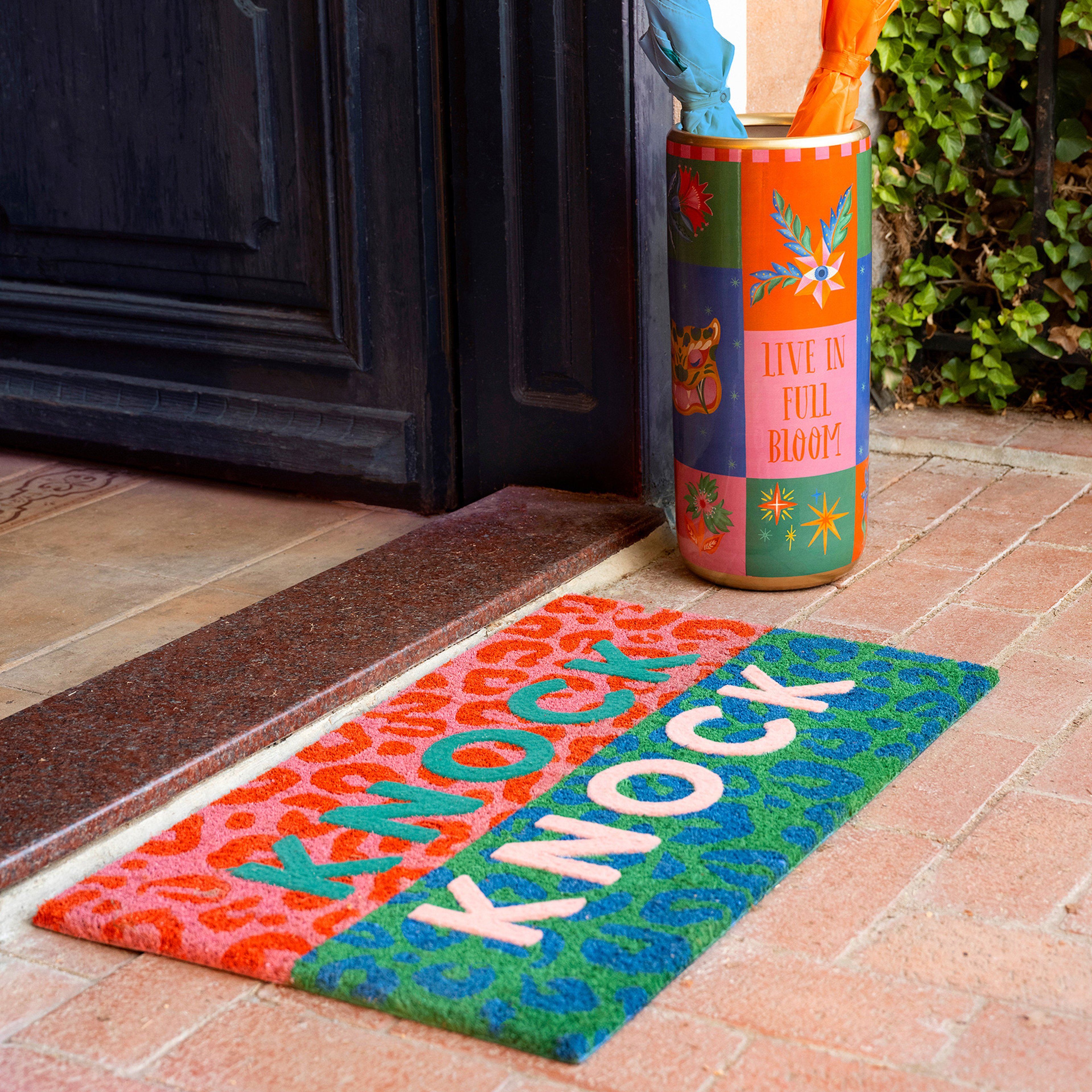 Kerala Coır Kapı Önü Paspası 45x75 Cm Pembe - Mavi