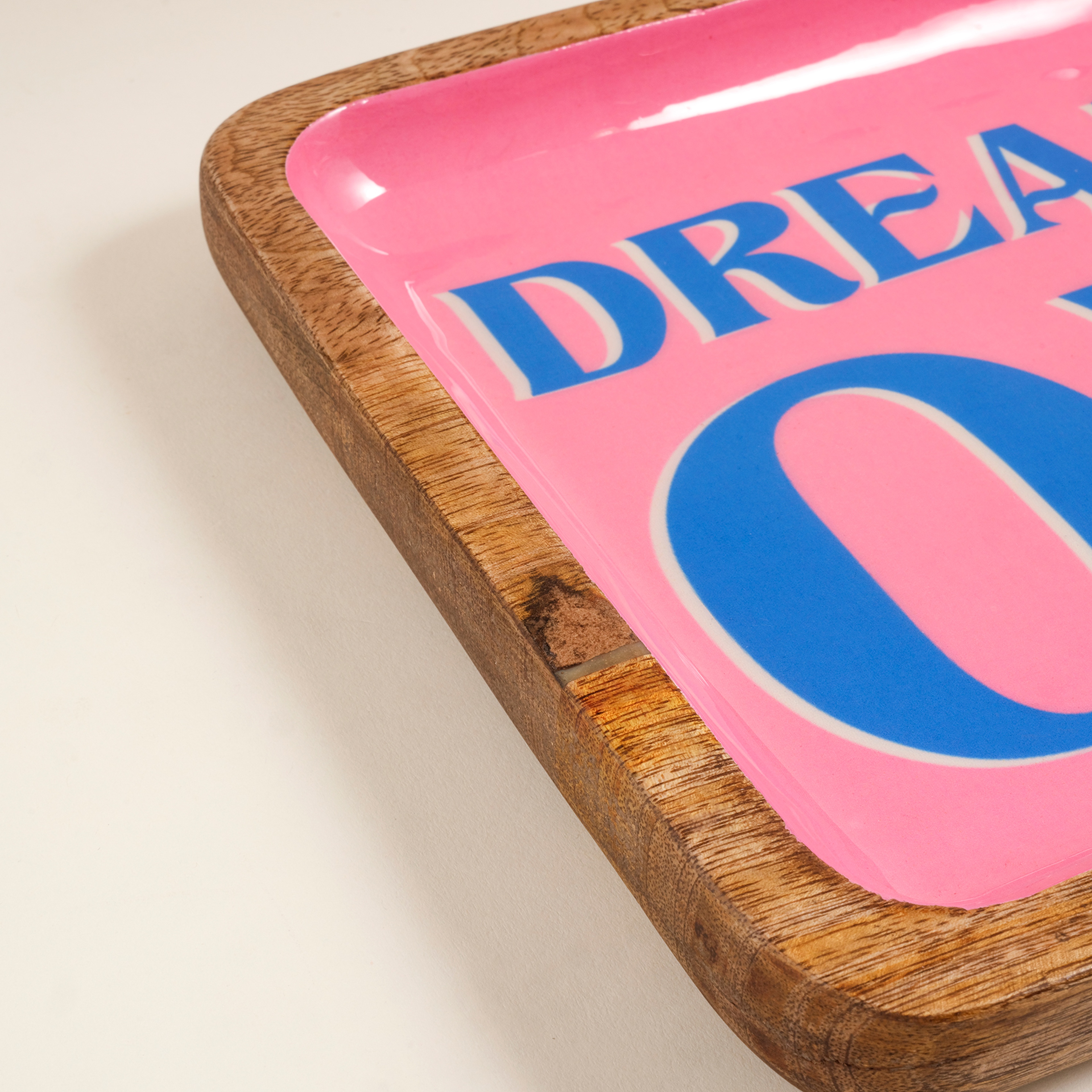 Lakrı Mango Ağacı Tepsi 20x20x3 Cm Pembe