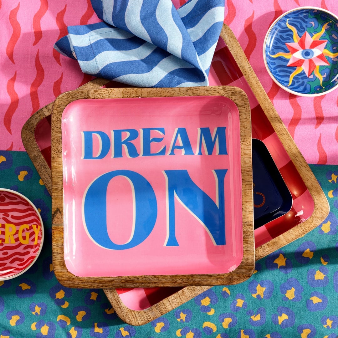 Lakrı Mango Ağacı Tepsi 20x20x3 Cm Pembe